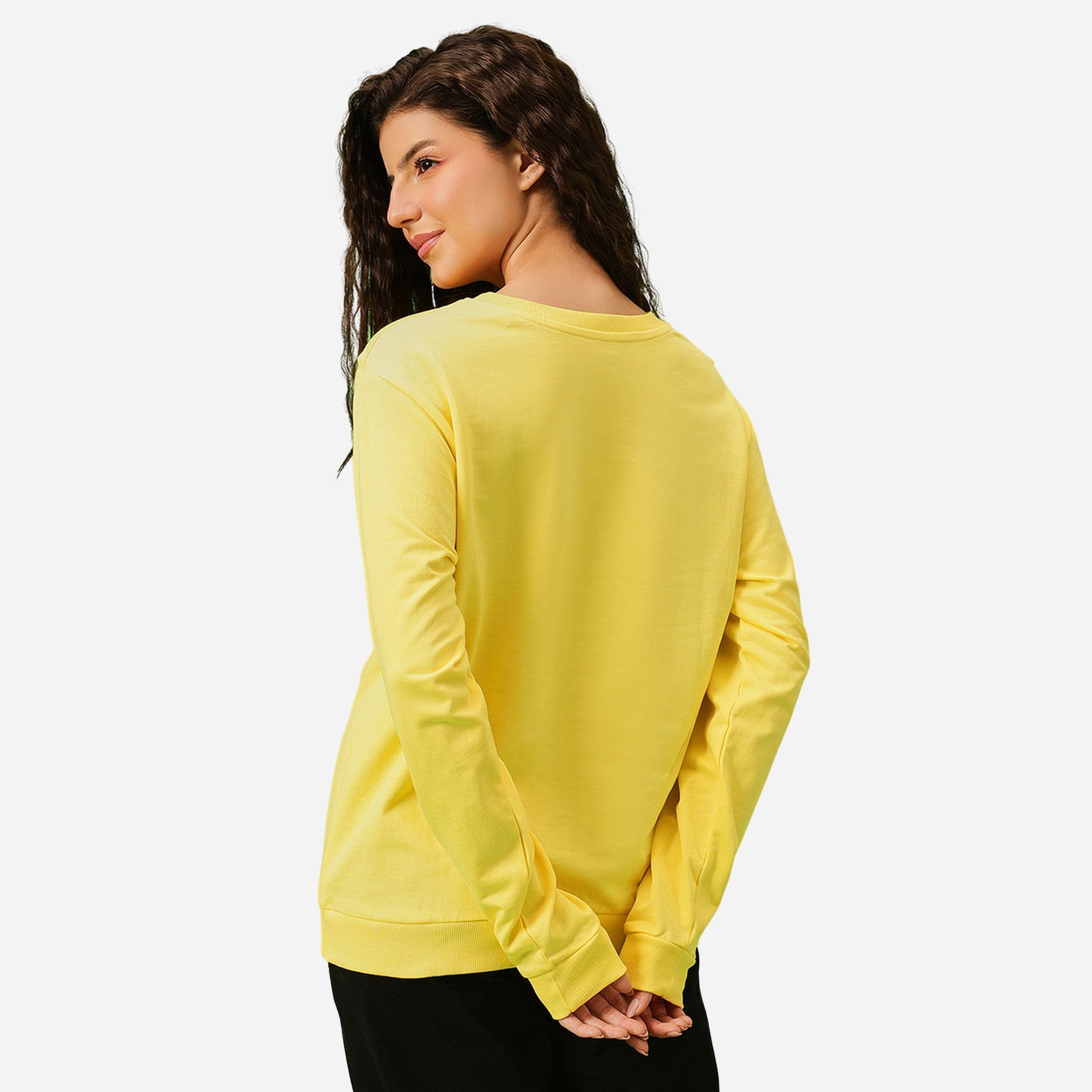 Clovia Pluto Print Light Yellow Cotton Sweatshirt-women-winterwear-hoodiesandsweatshirts-sweatshirts-image-5