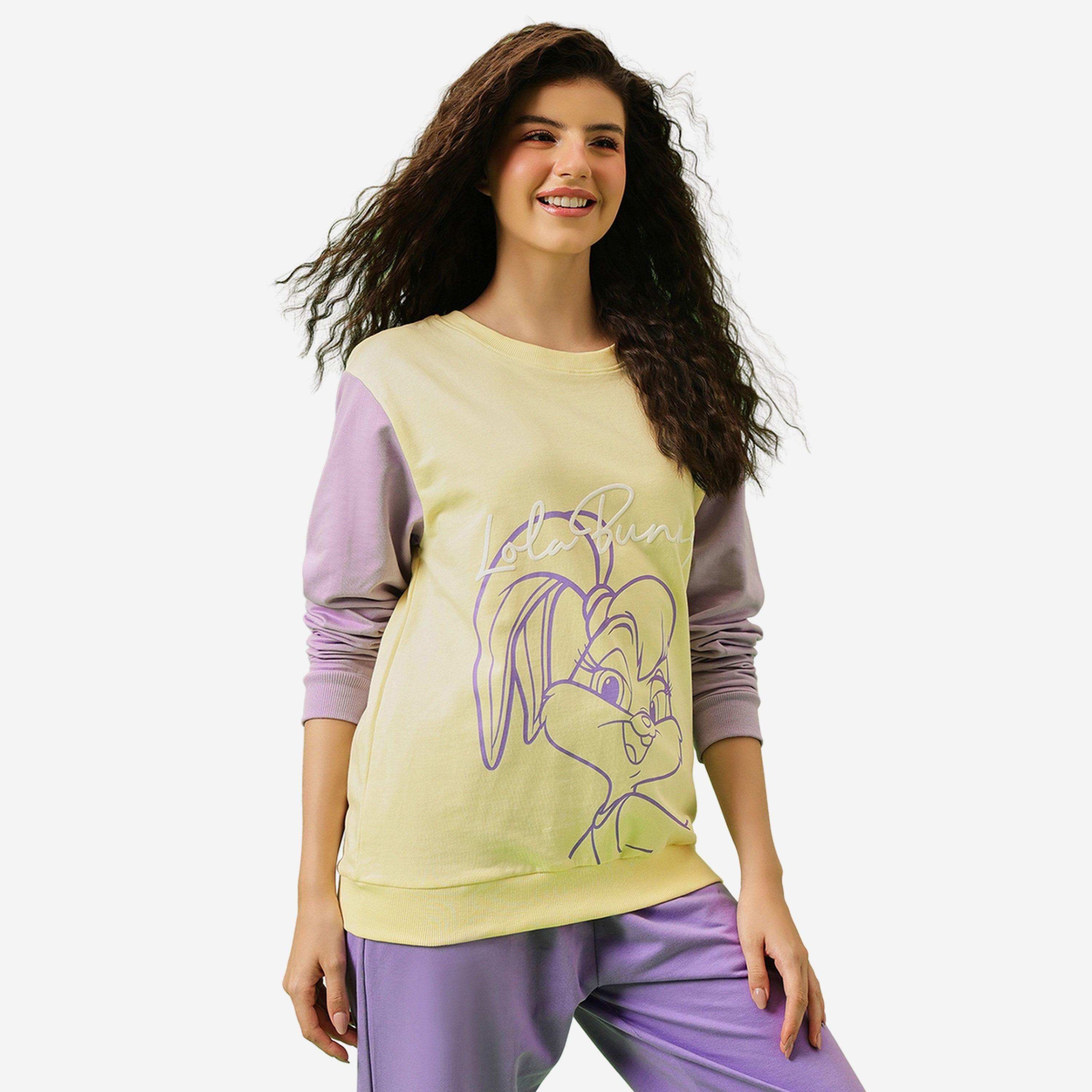كلوفيا - سويت شيرت قطن لون أصفر فاتح من لولا باني-women-winterwear-hoodiesandsweatshirts-sweatshirts-image-3