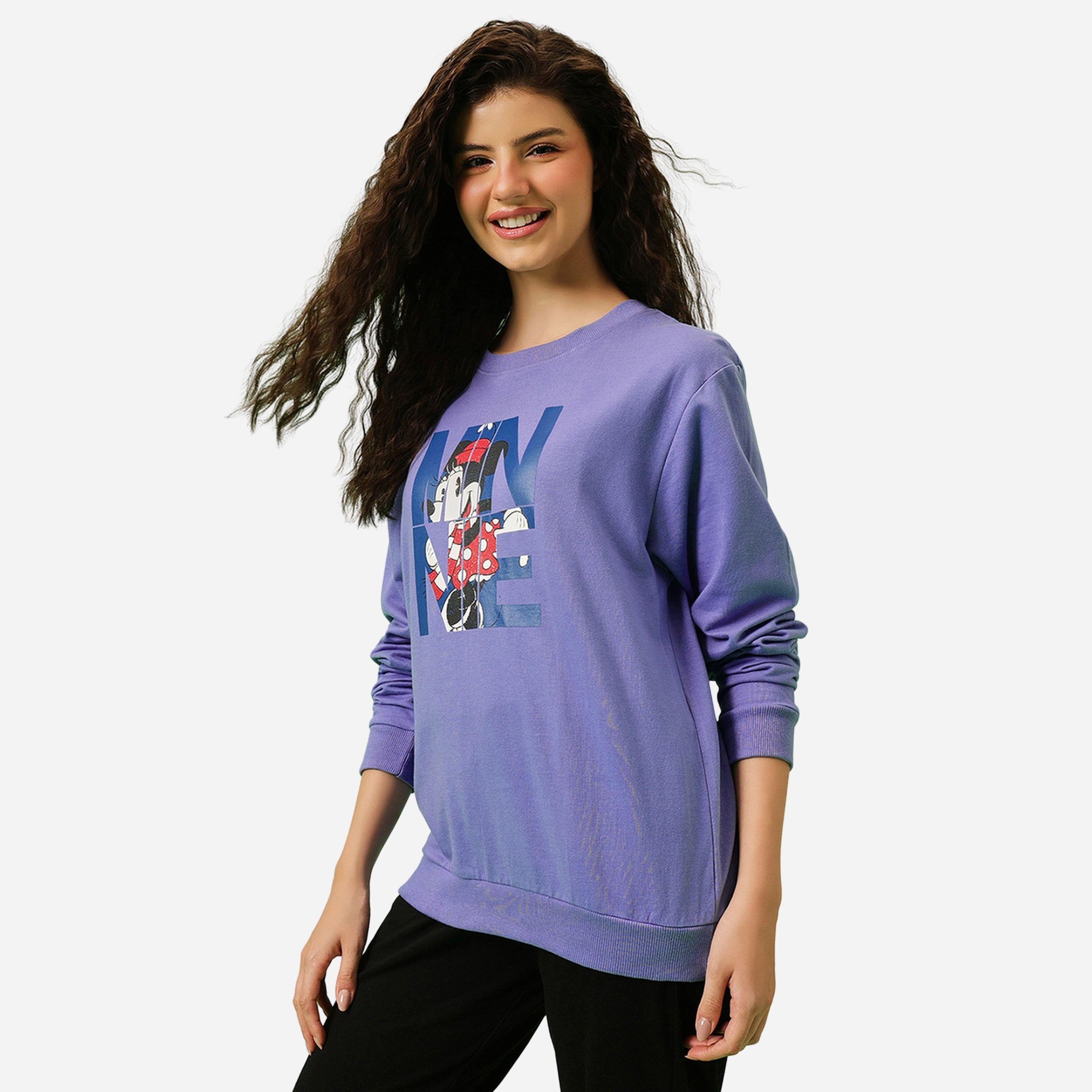 كلوفيا - سويت شيرت لون أزرق طبعة ميني ماوس-women-winterwear-hoodiesandsweatshirts-sweatshirts-image-2