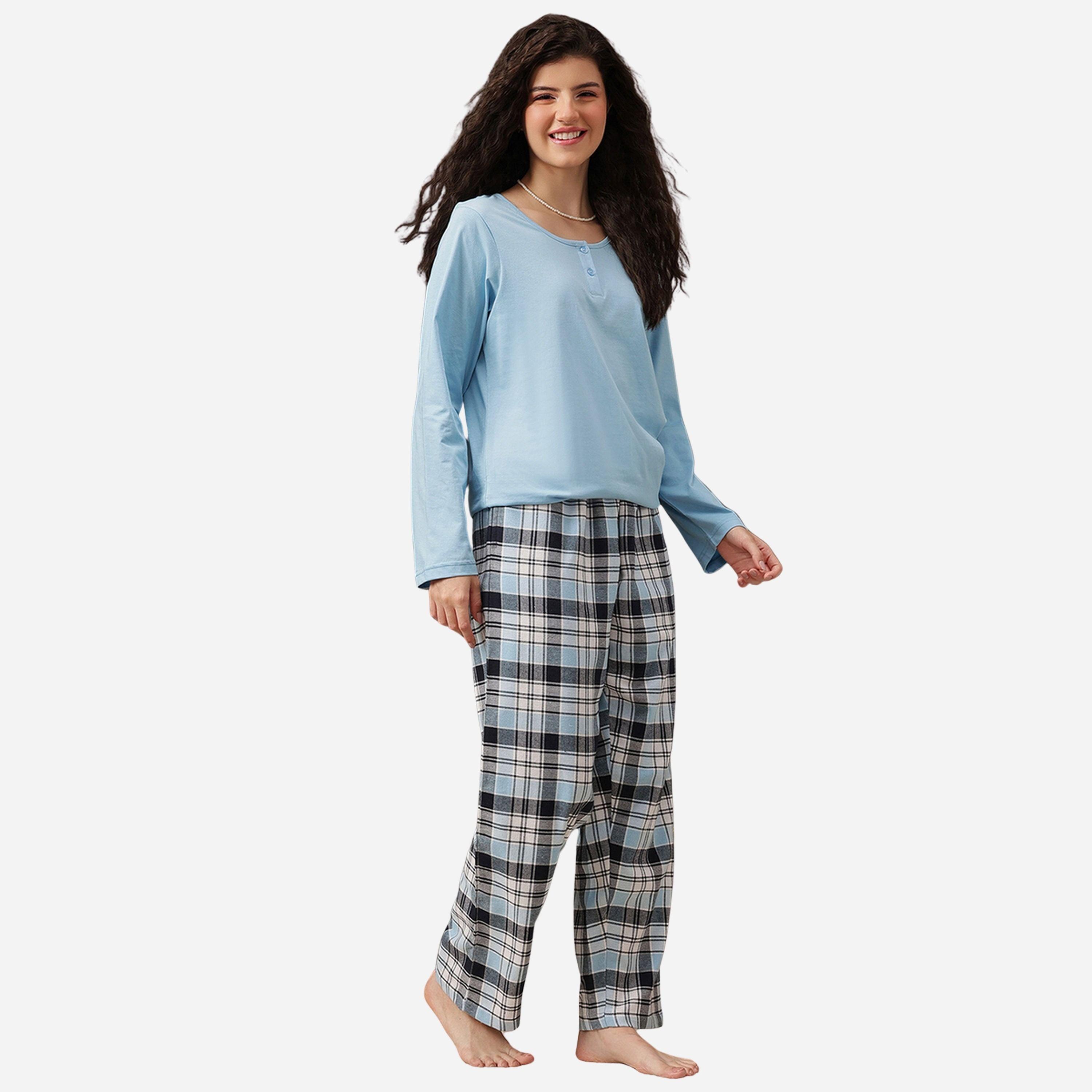 كلوفيا - بنطال بيجاما نسائي لون أسود طبعة مربعات-women-clothing-nightwear-pyjamas-bottoms-image-3