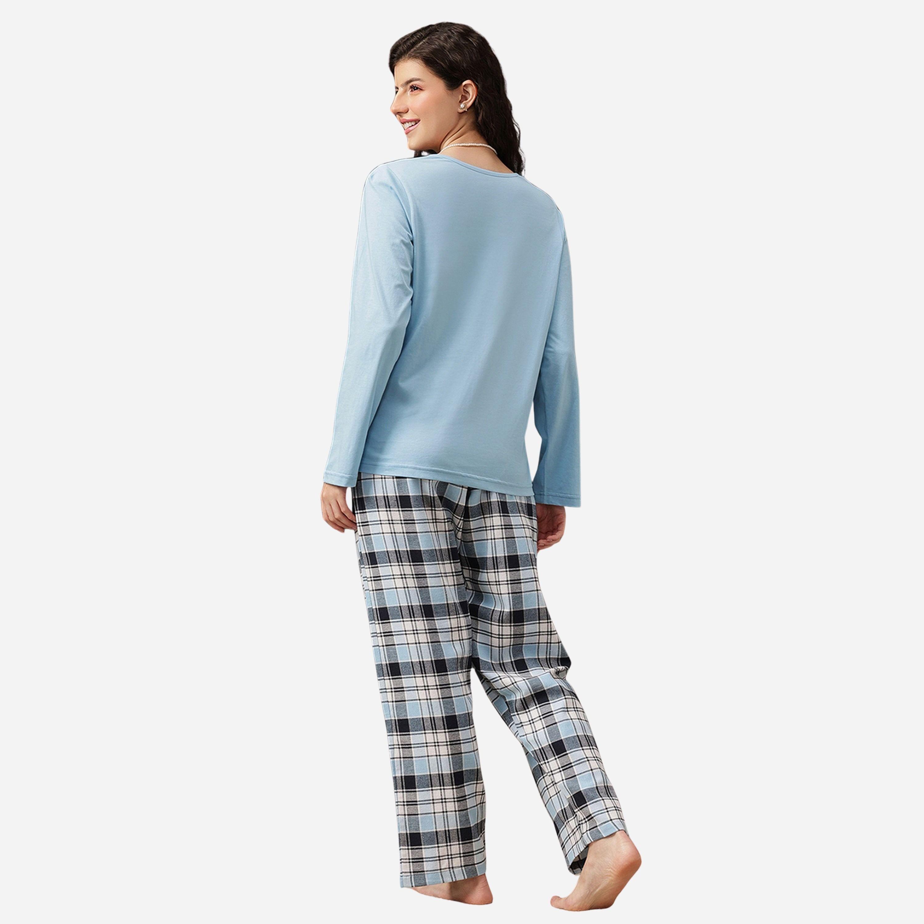 كلوفيا - بنطال بيجاما نسائي لون أسود طبعة مربعات-women-clothing-nightwear-pyjamas-bottoms-image-5