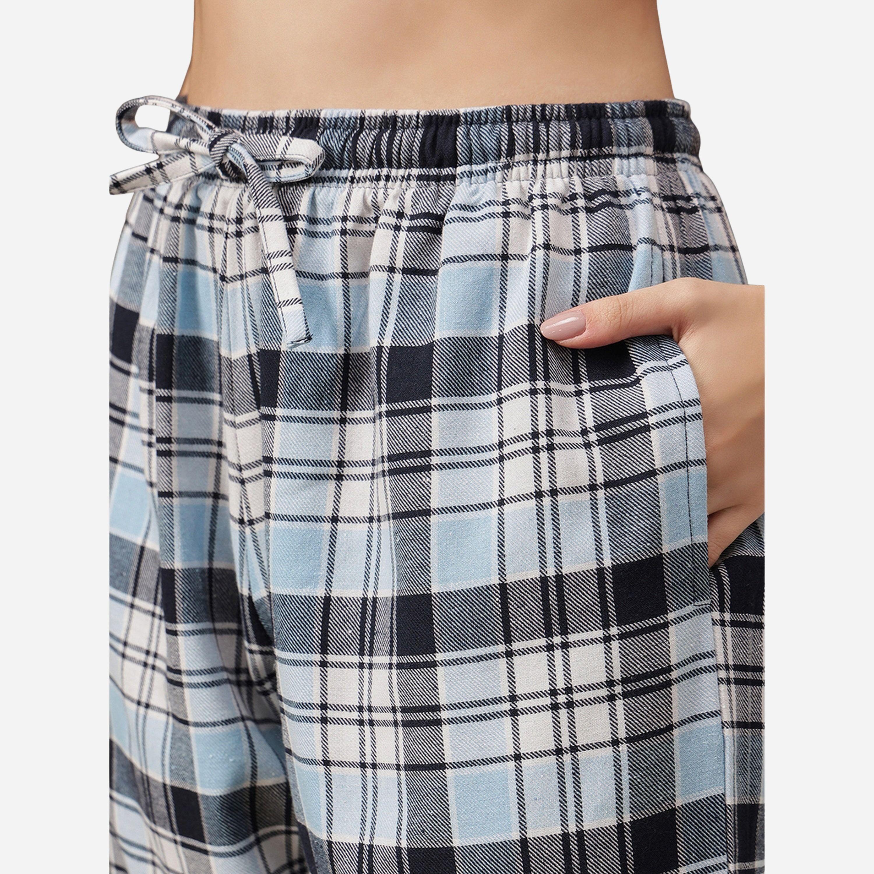 Clovia Women Blue Plaid Checkered Pyjama Bottoms-women-clothing-nightwear-pyjamas-bottoms-image-6
