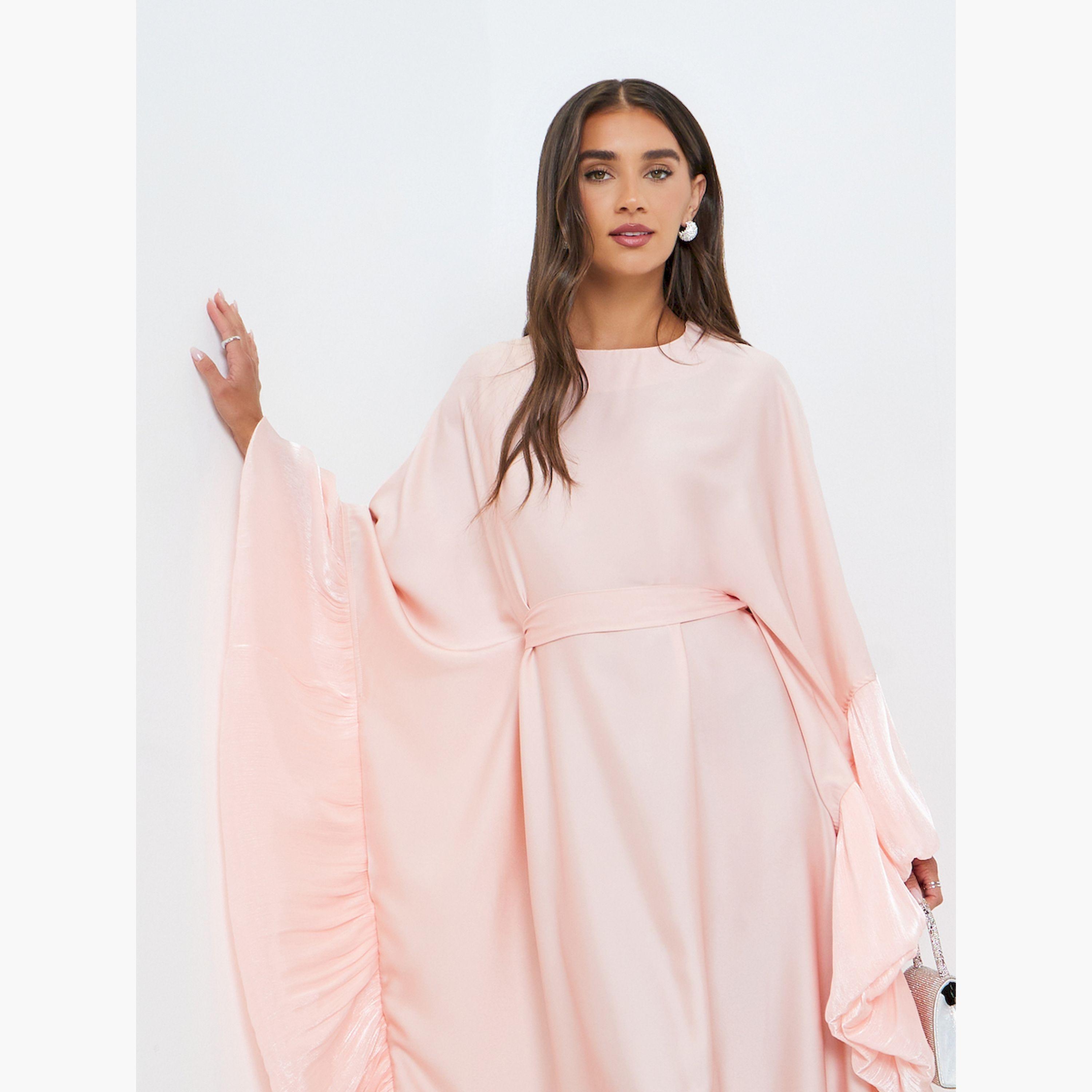 Styli Women Pink Long Sleeves Kaftan Maxi Dress-women-clothing-dresses-image-2