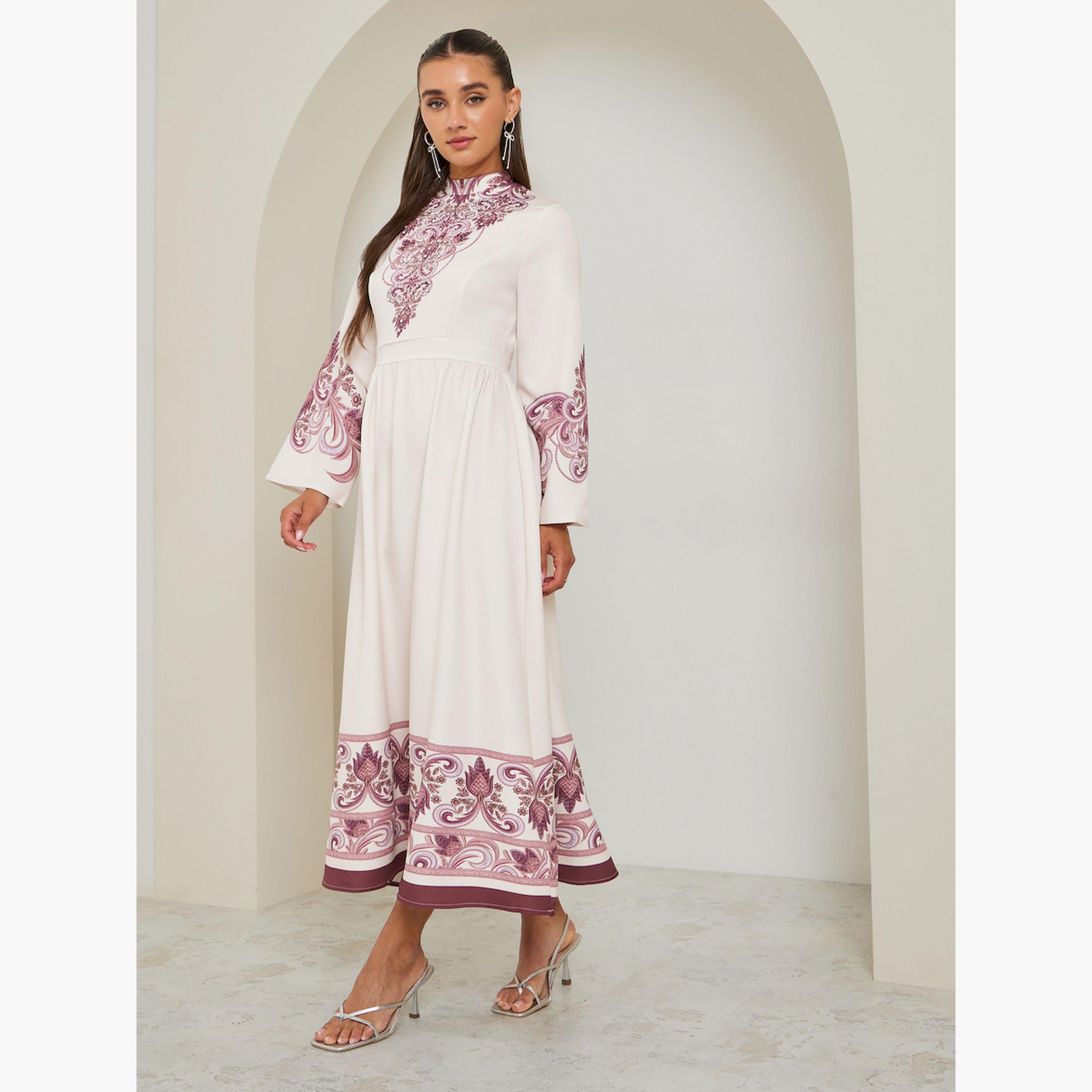 Styli Off White Embellished Yoke Maxi Dress-women-clothing-dresses-image-3
