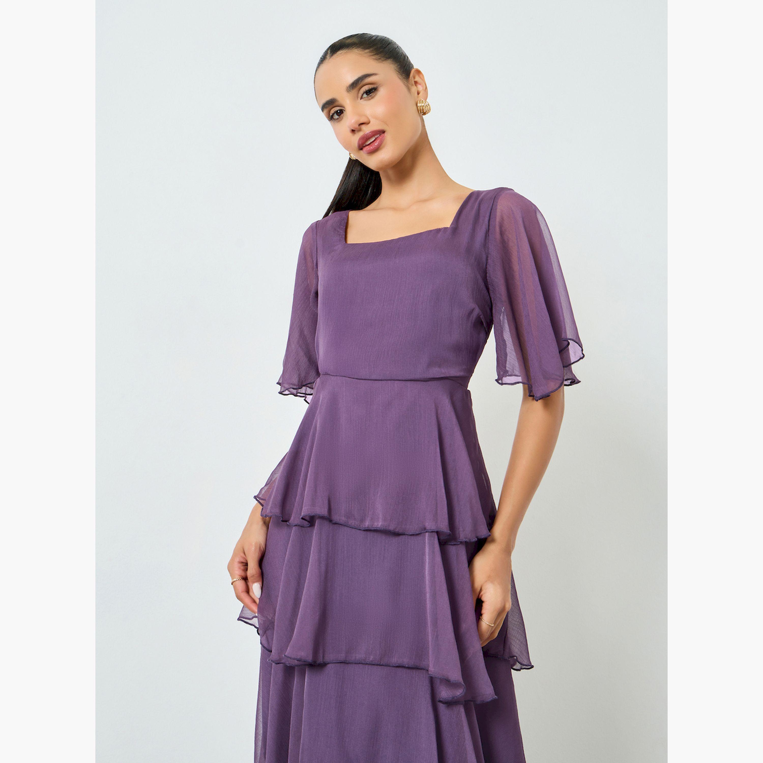 Styli Purple Short Sleeve Tiered Maxi Dress-women-clothing-dresses-image-2