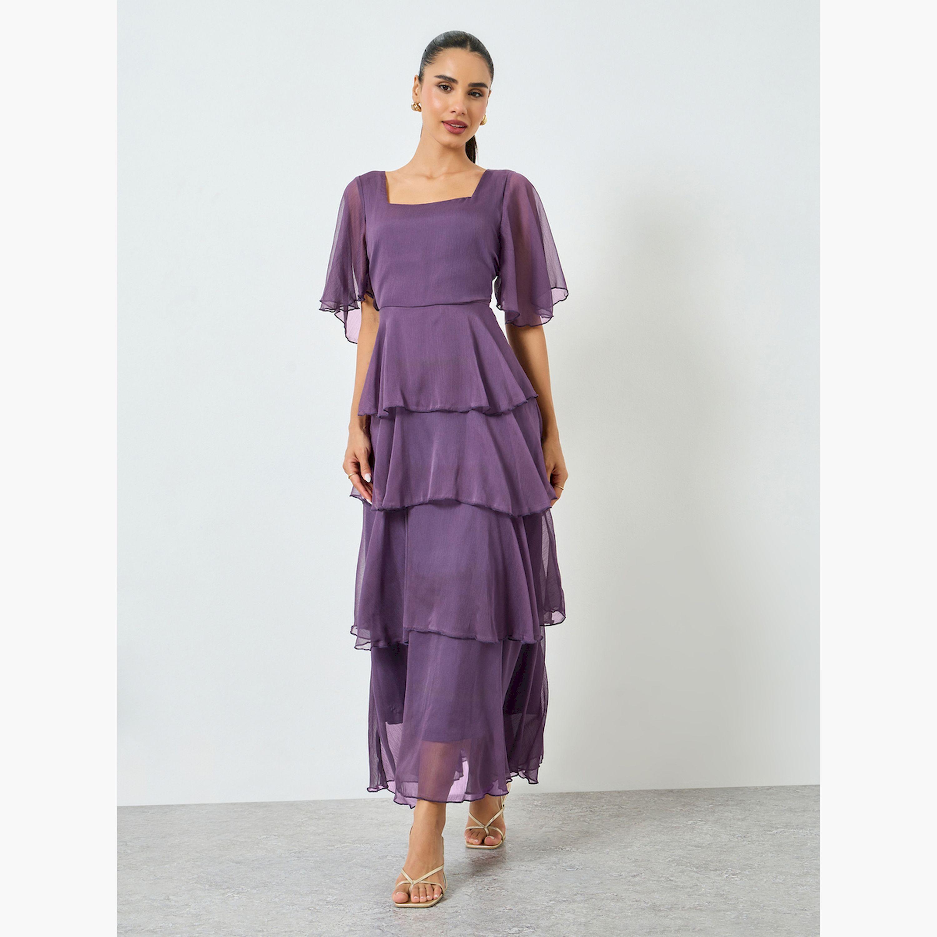Styli Purple Short Sleeve Tiered Maxi Dress-women-clothing-dresses-image-3