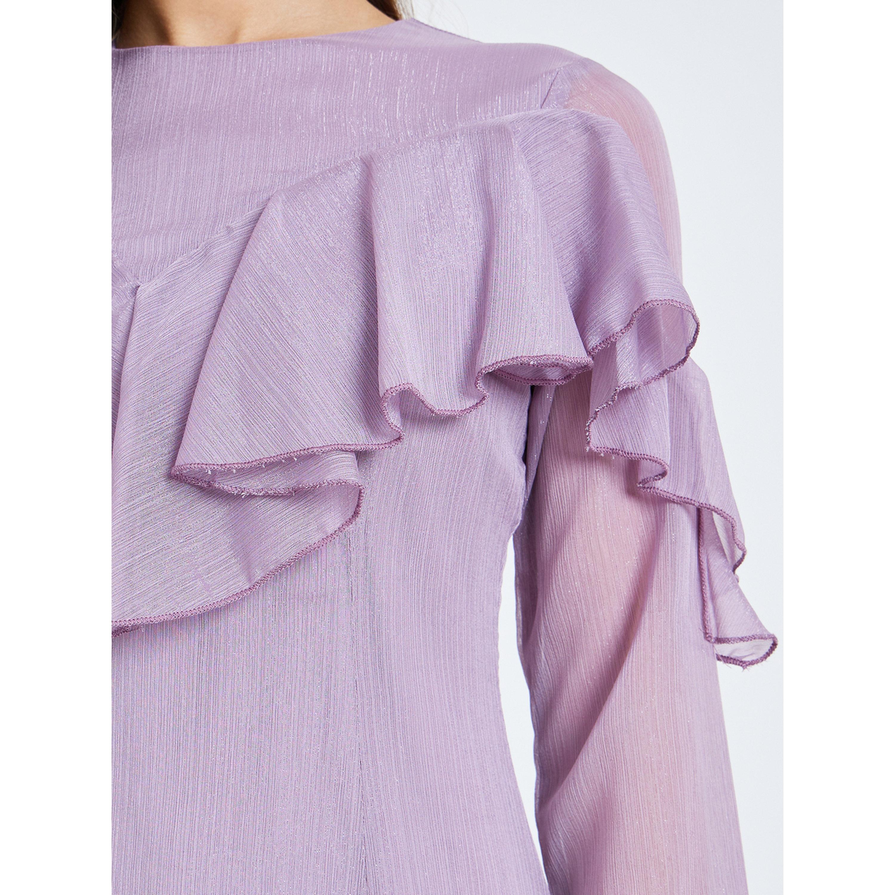فستان ميدي بلون ليلكي وتفاصيل كشكش-women-clothing-dresses-image-4