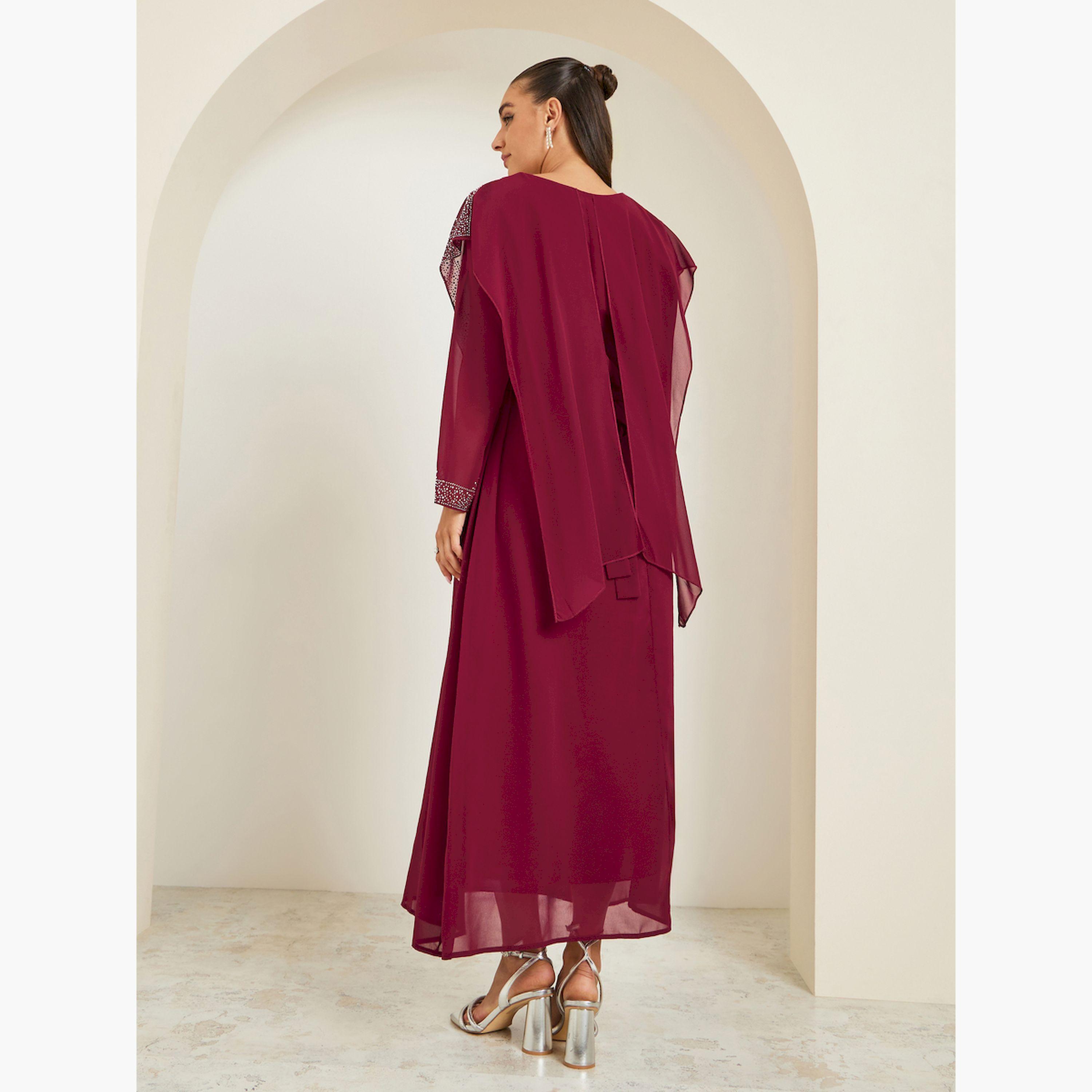 فستان طويل بكاب مزين-women-clothing-dresses-image-4