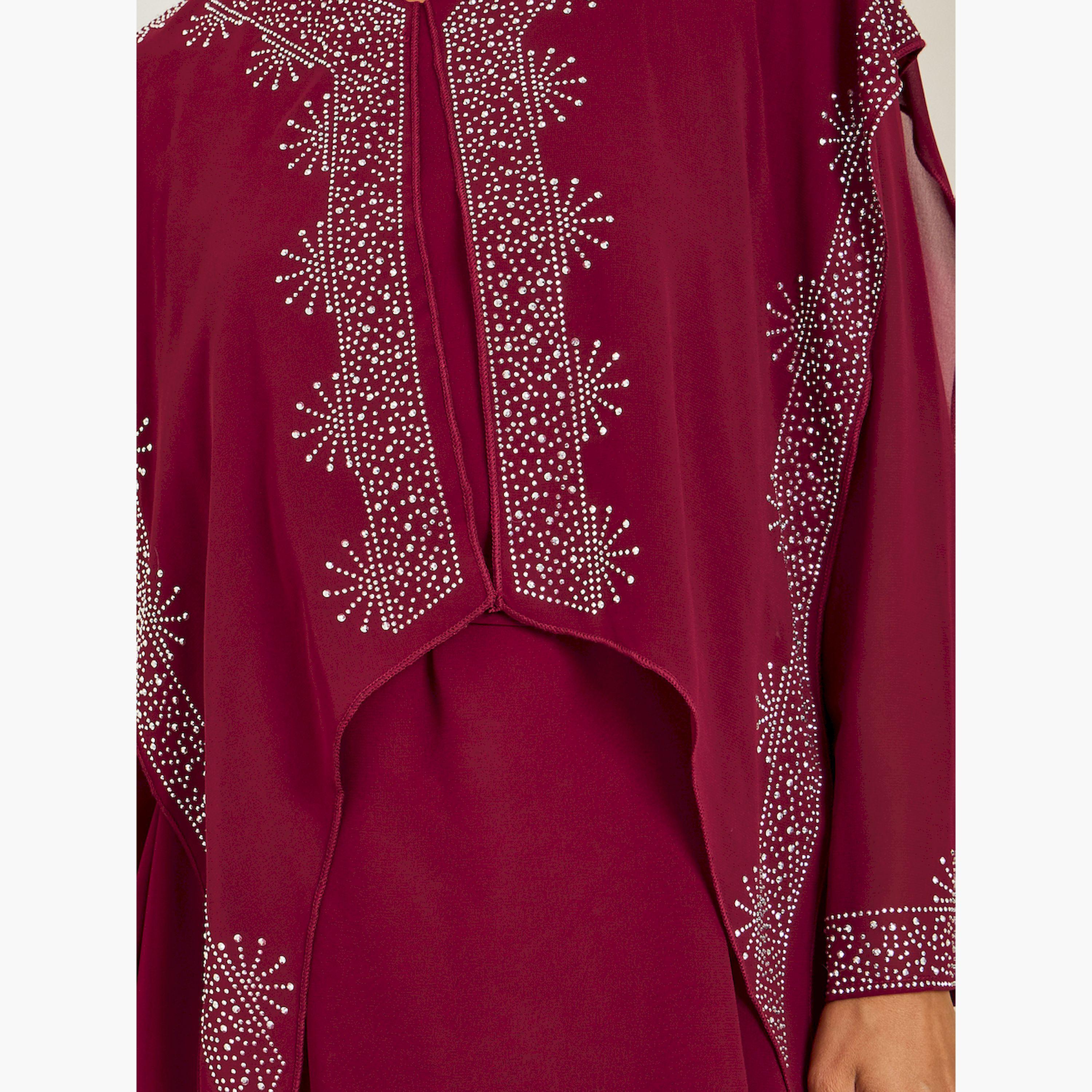 فستان طويل بكاب مزين-women-clothing-dresses-image-5