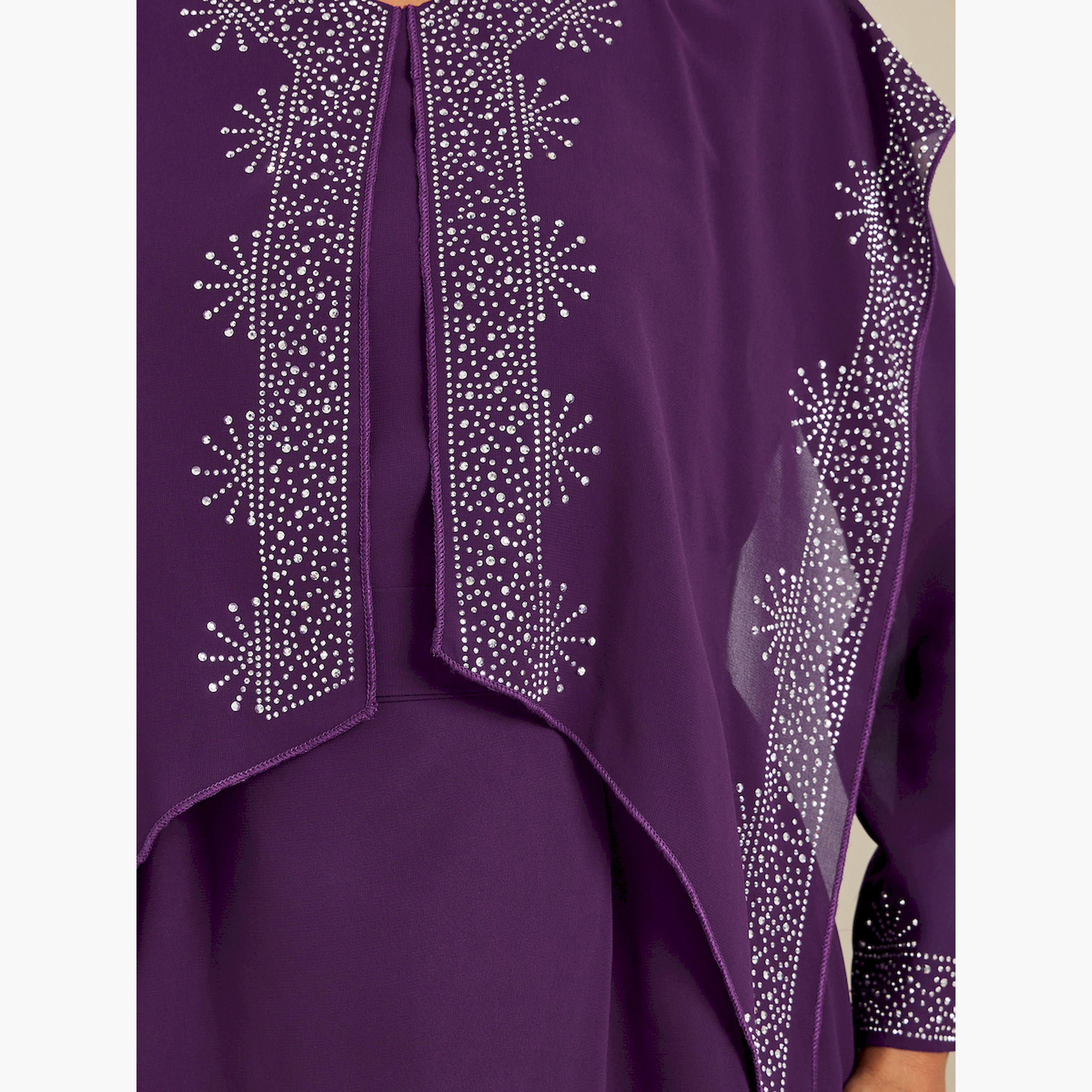 Styli Purple Embellished Cape Maxi Dress-women-clothing-dresses-image-5