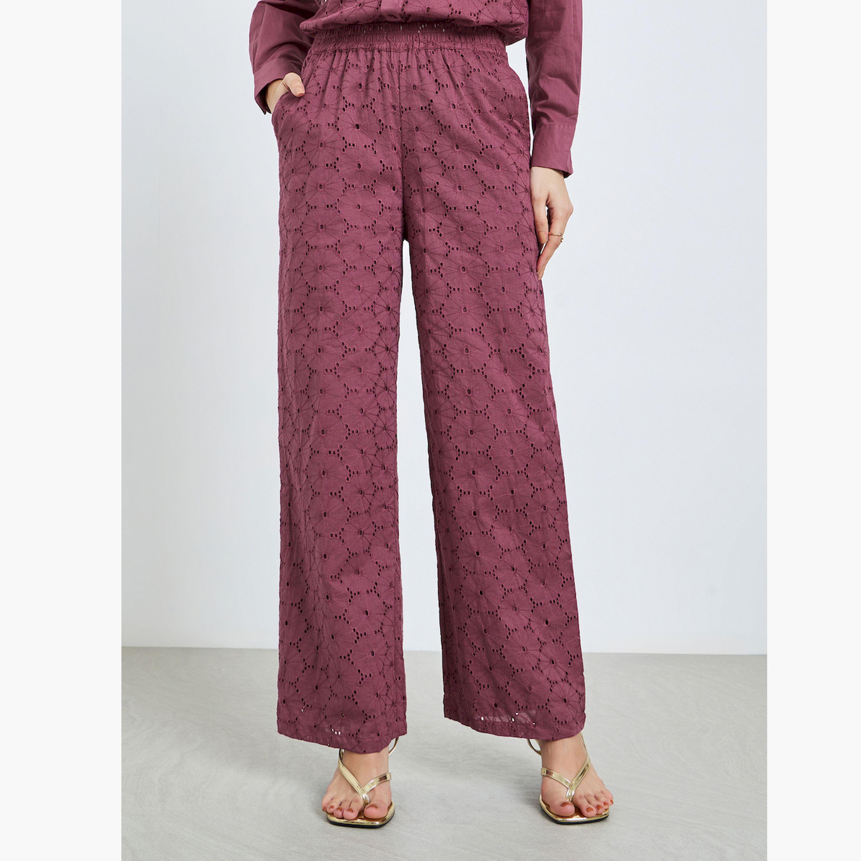 بنطال مطرز بأرجل واسعة-women-clothing-bottoms-trousers-image-1