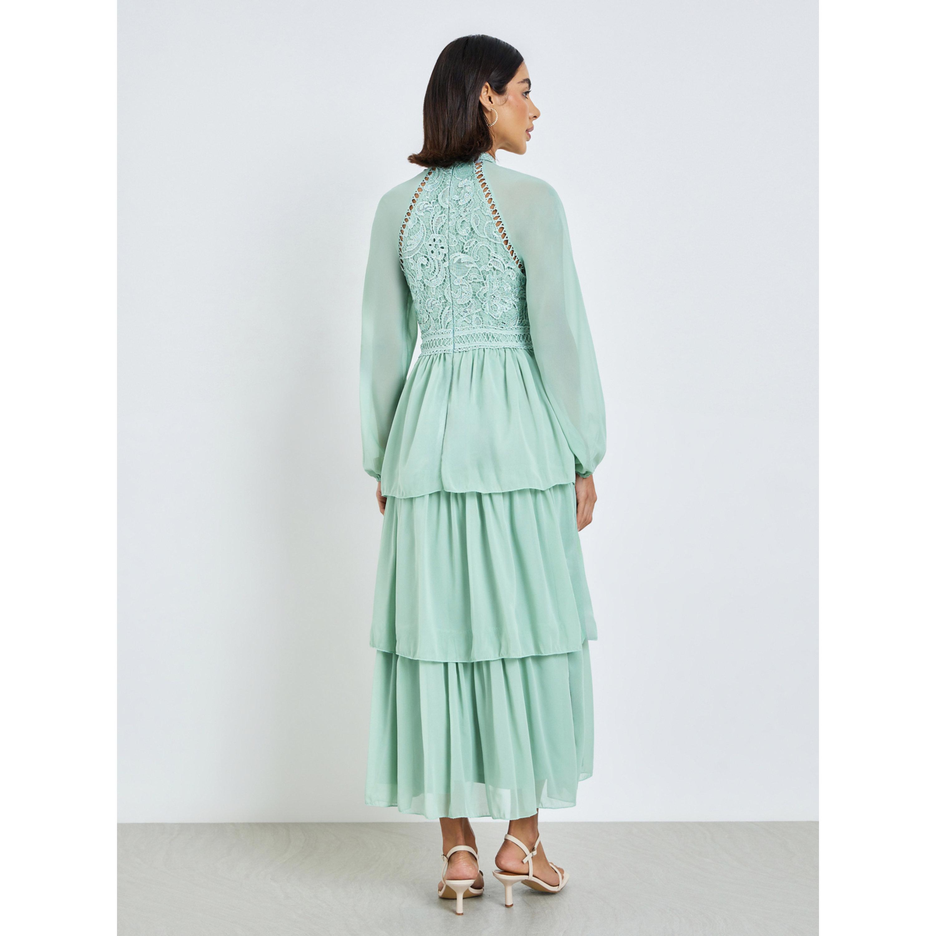 Styli Green Lace Tiered Maxi Dress-women-clothing-dresses-image-4