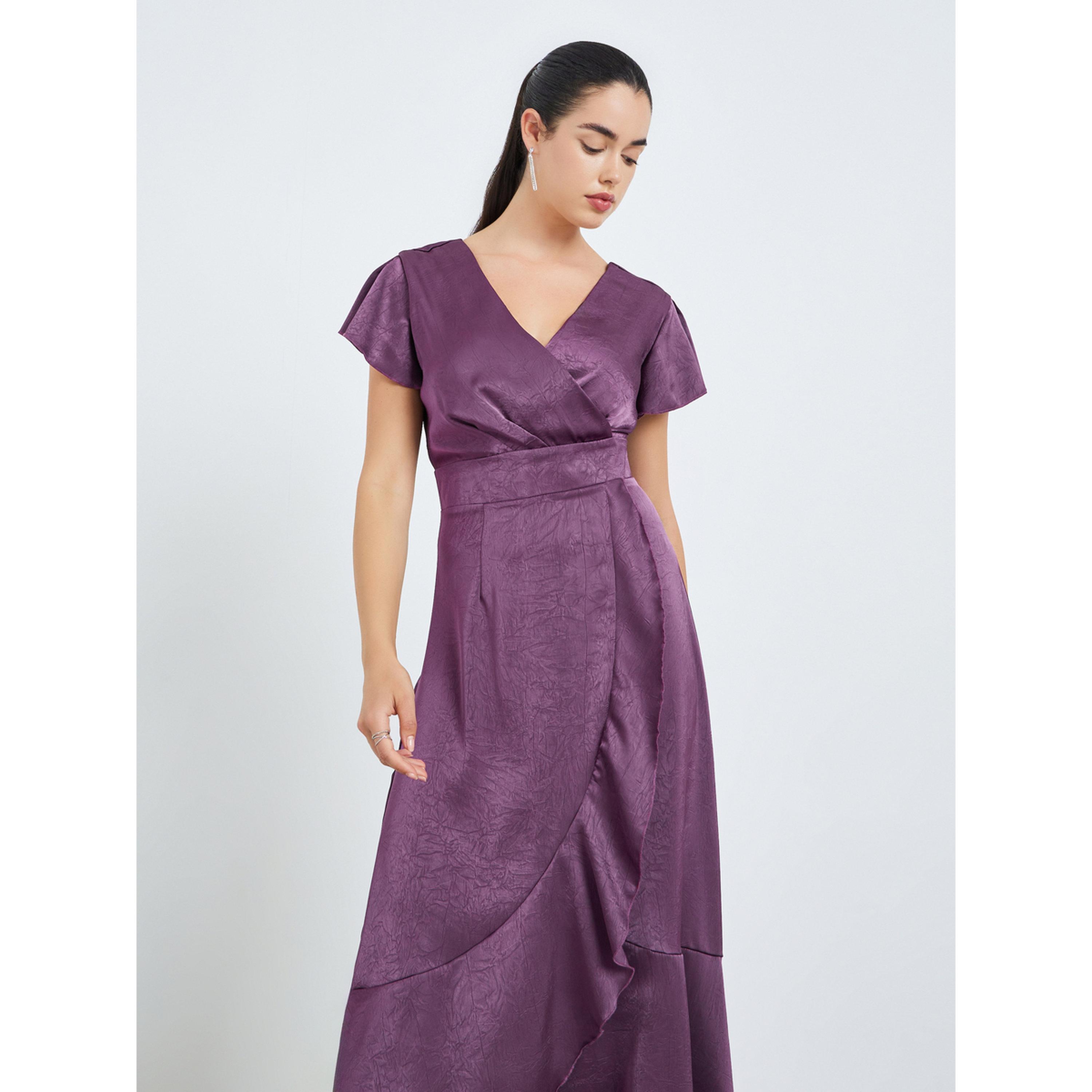 Styli Women Purple Ruffled Hem Wrap Maxi Dress-women-clothing-dresses-image-2