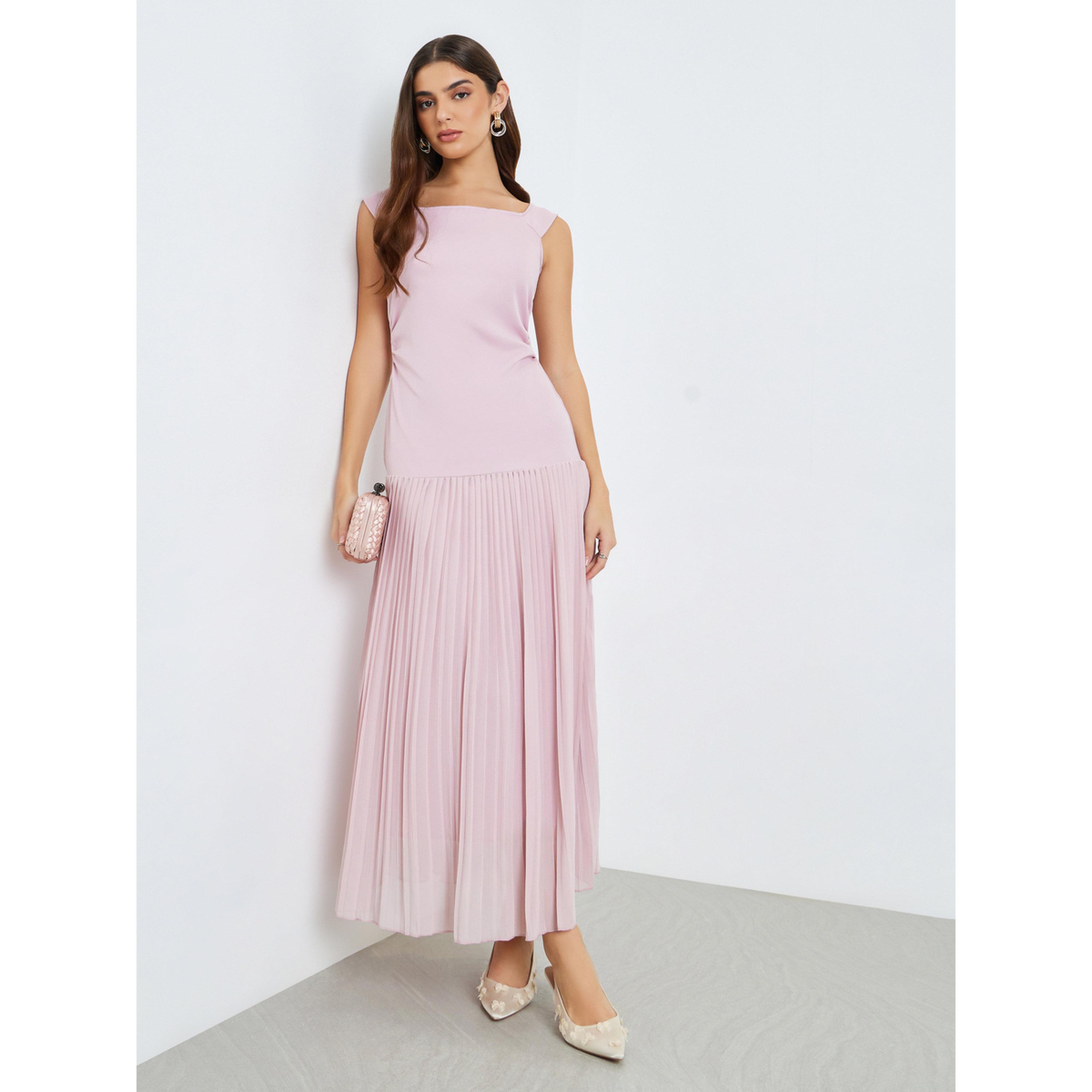 فستان طويل بحافة واسعة وكسرات-women-clothing-dresses-image-1
