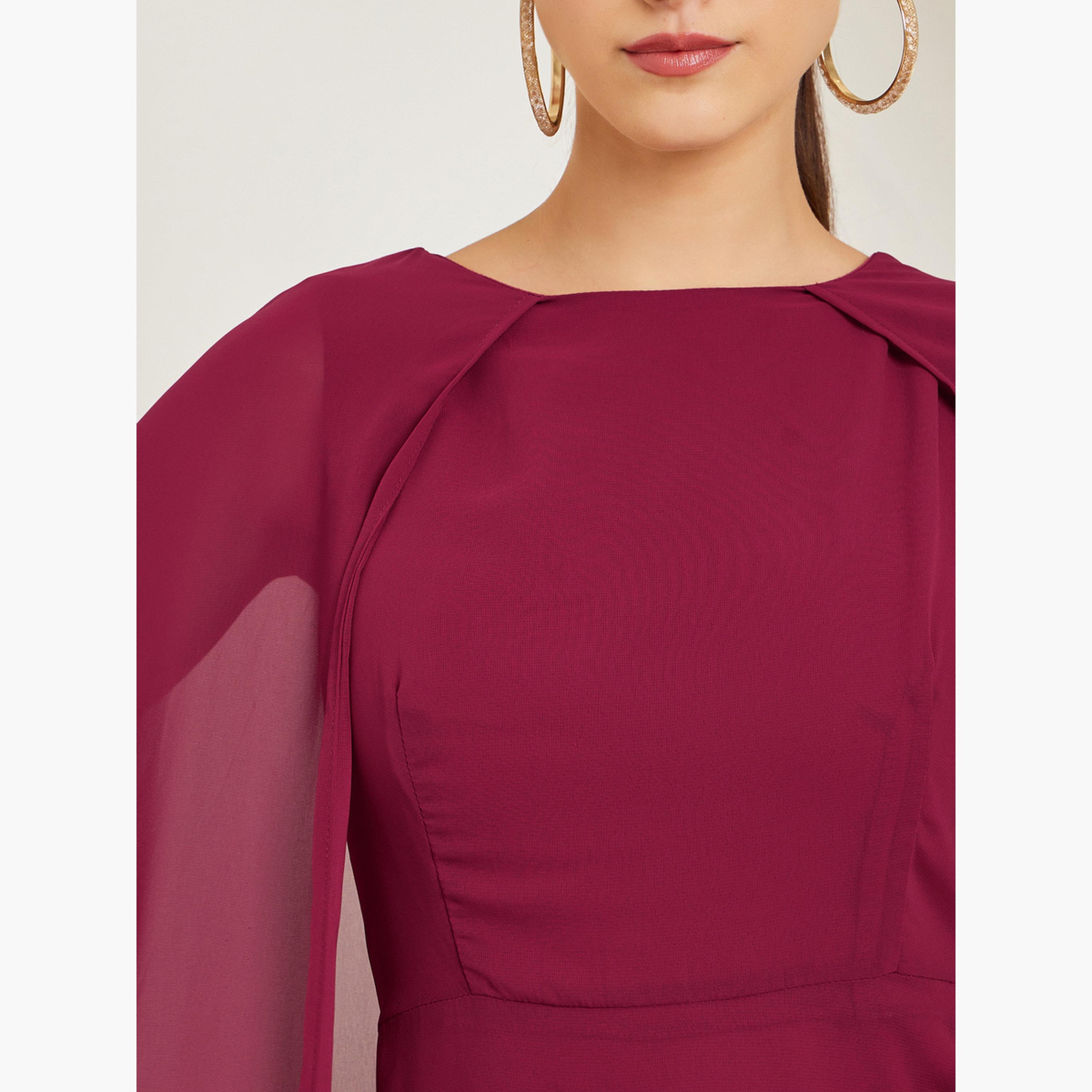 Styli Red Cape Sleeve A-Line Maxi Dress-women-clothing-dresses-image-5