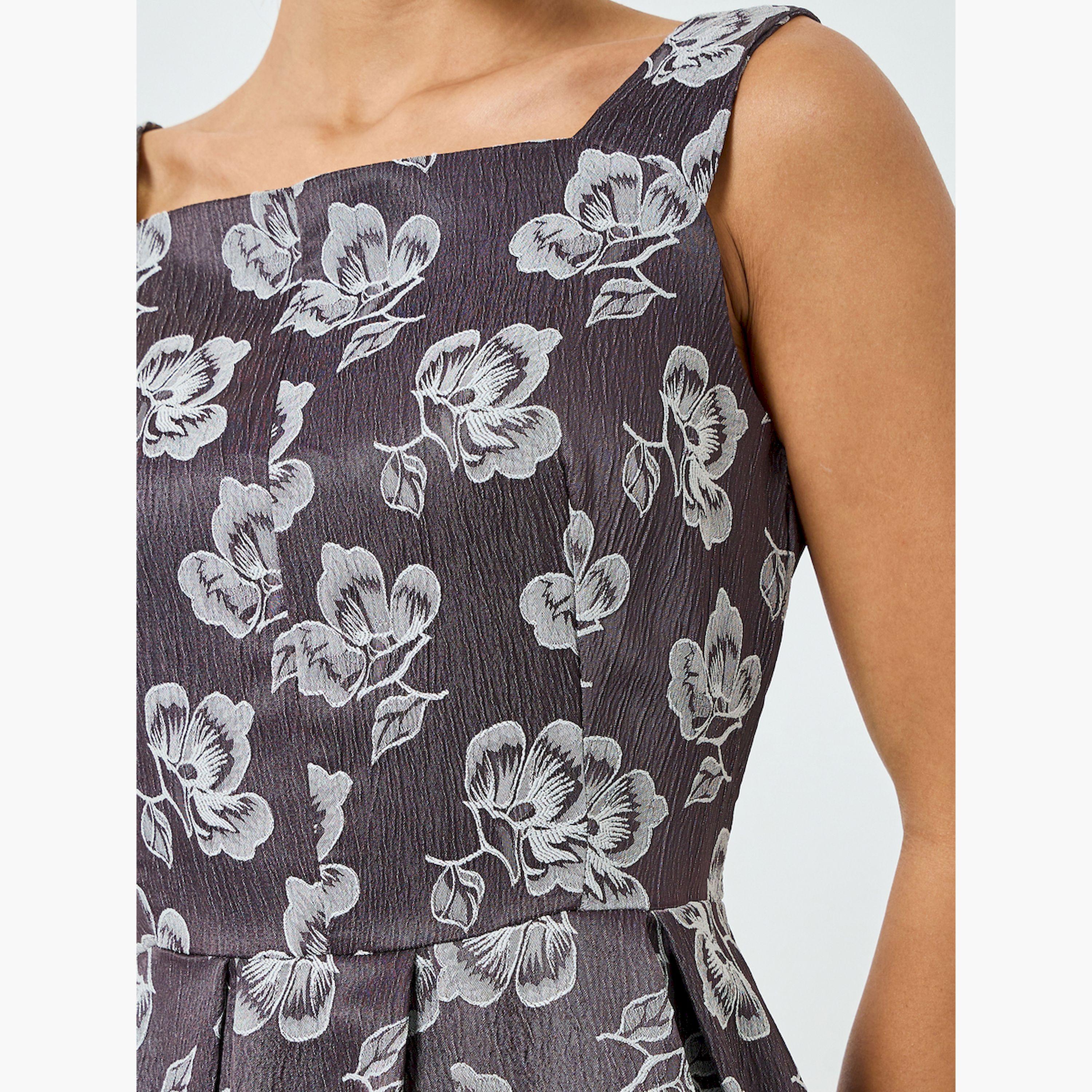 فستان طويل بلا أكمام مزين بزهور جاكار-women-clothing-dresses-image-5