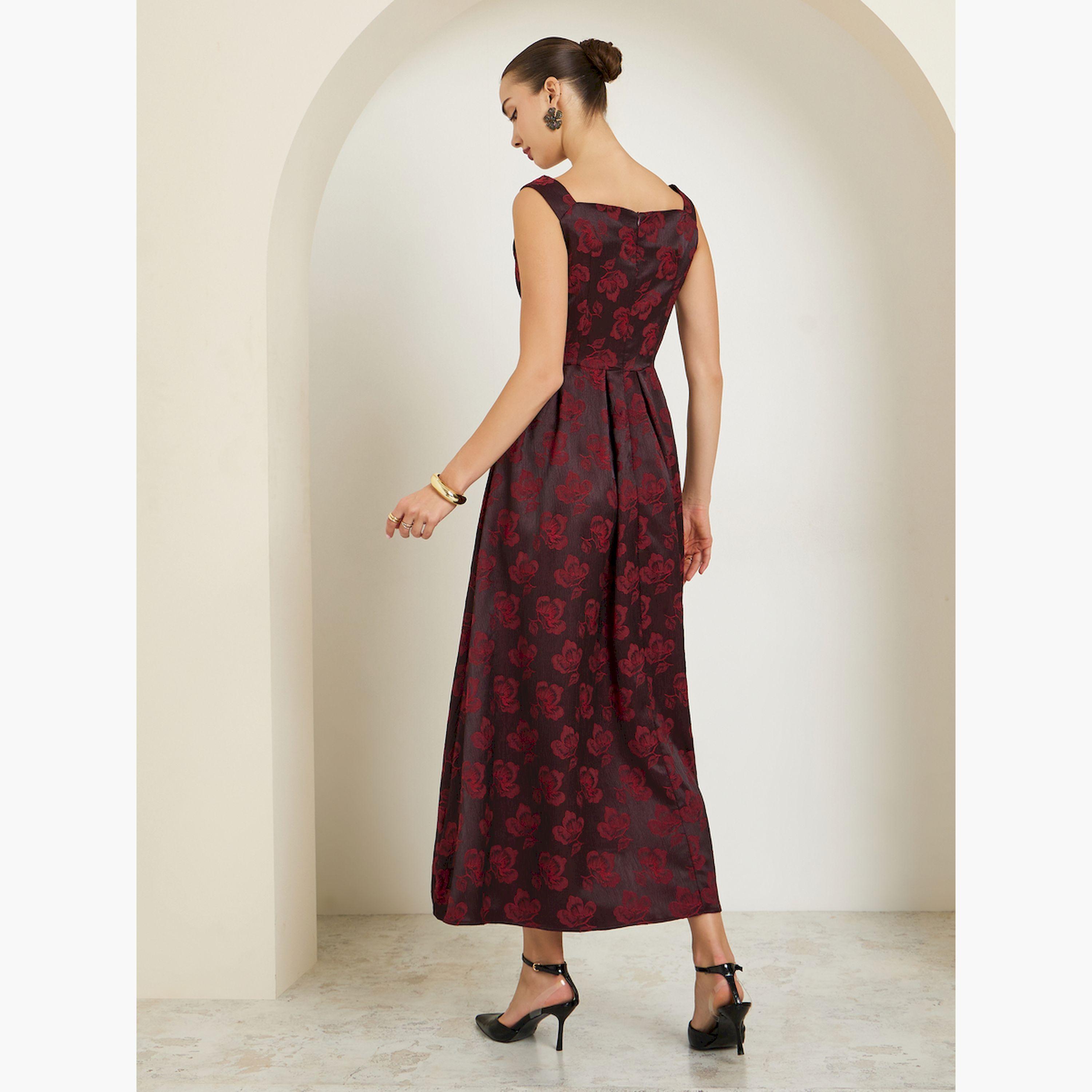 Styli Red Floral Sleeveless Pleated Maxi Dress-women-clothing-dresses-image-4