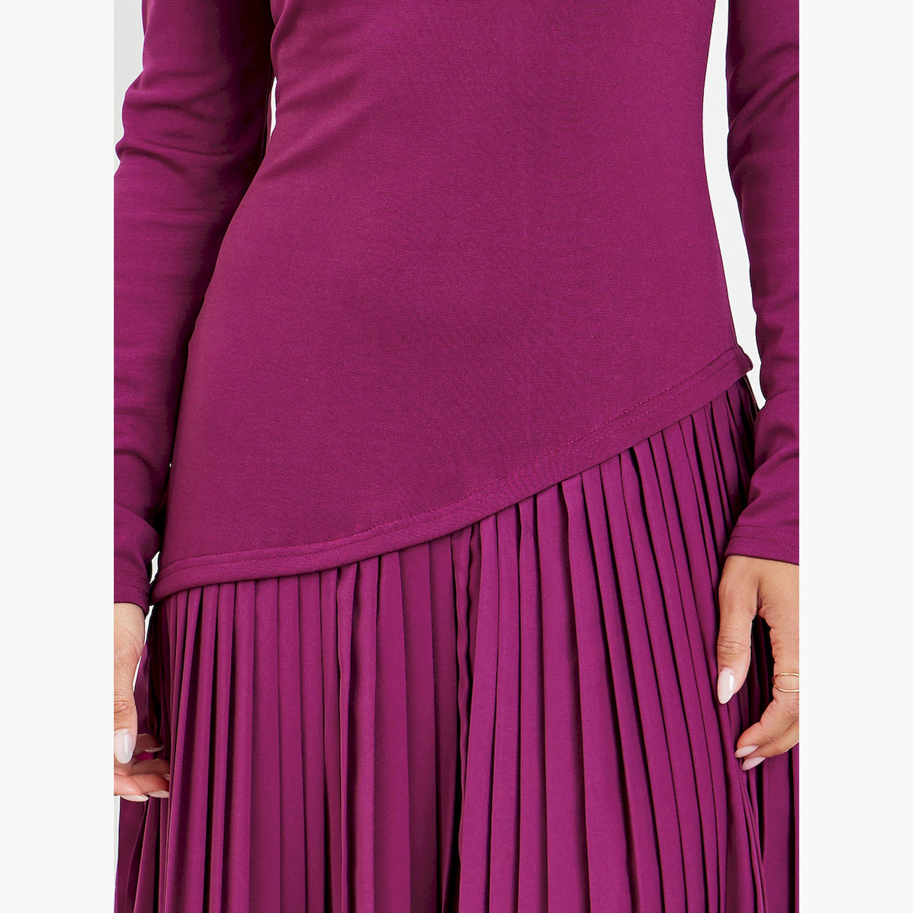 فستان طويل بكسرات وحافة غير متماثلة-women-clothing-dresses-image-5