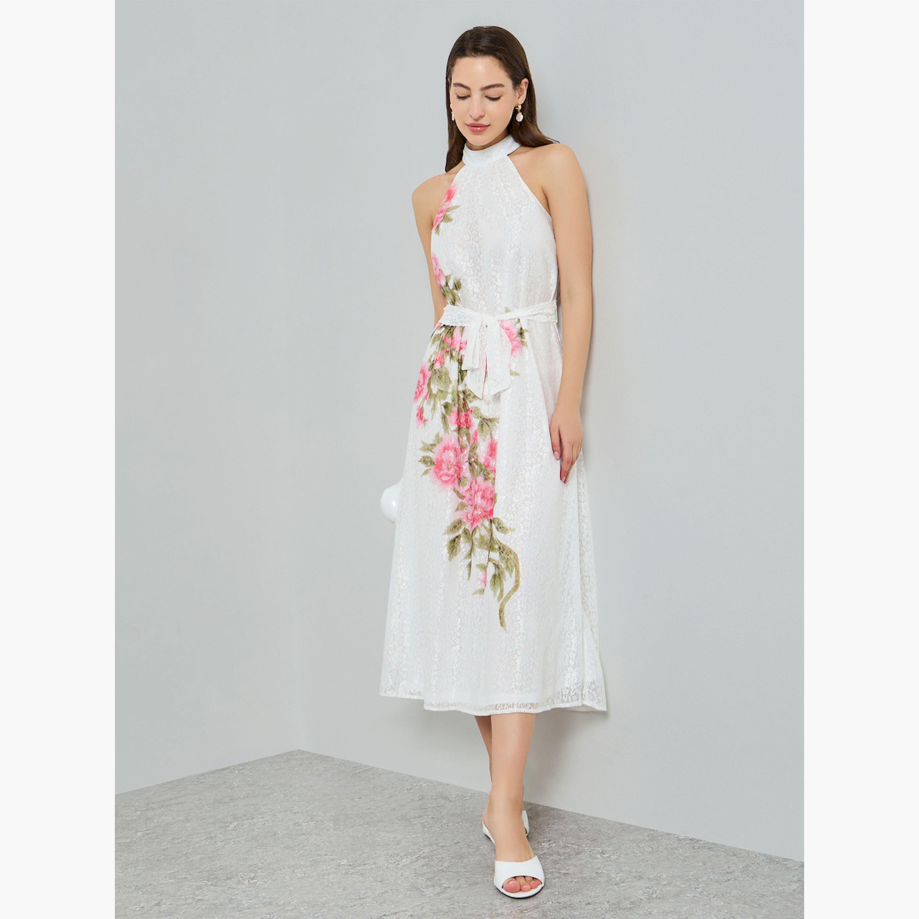 Styli White Floral Print Sleeveless Midi Dress-women-clothing-dresses-image-3