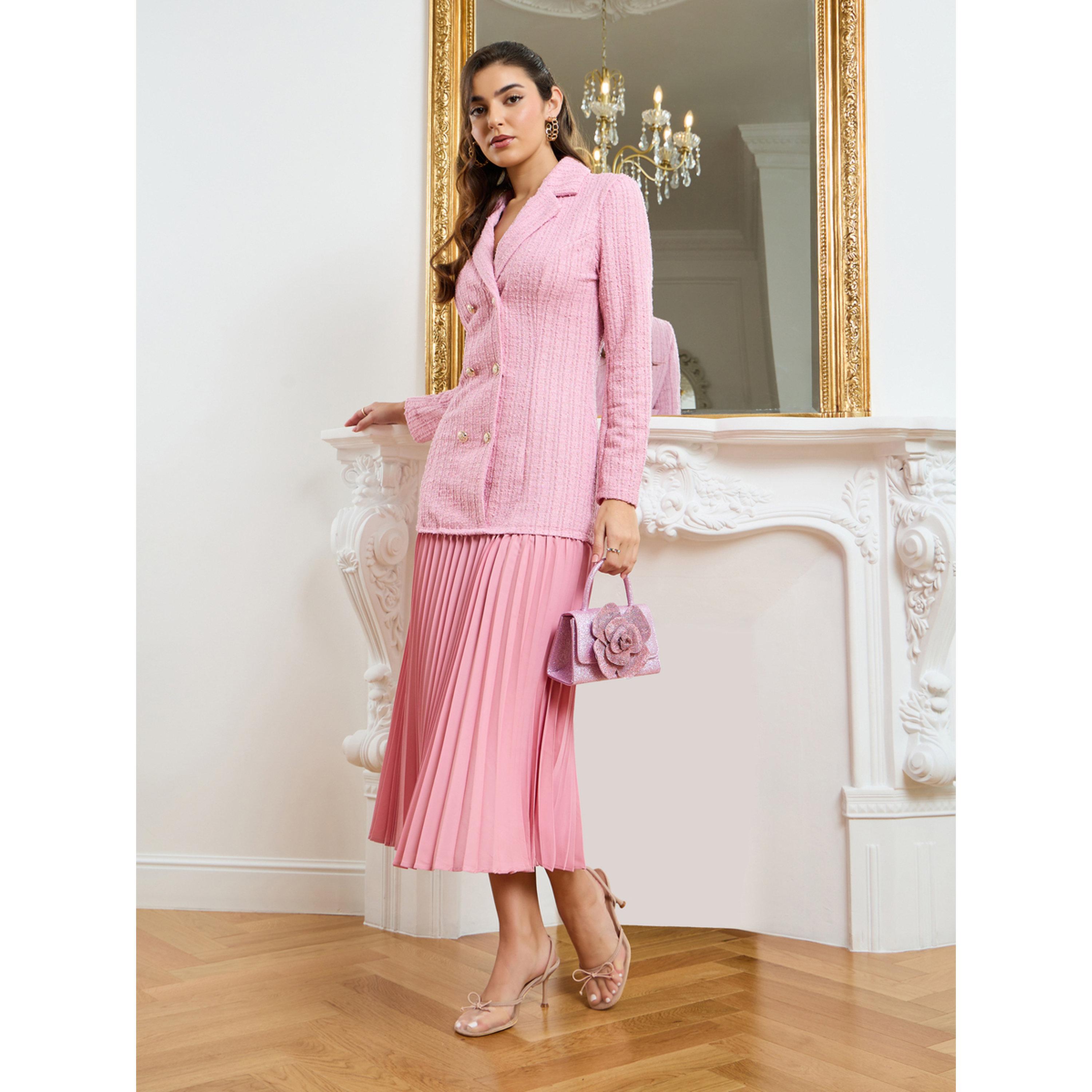 فستان ميدي نسائي بتصميم بليزر من التويد المكسر-women-clothing-dresses-image-3