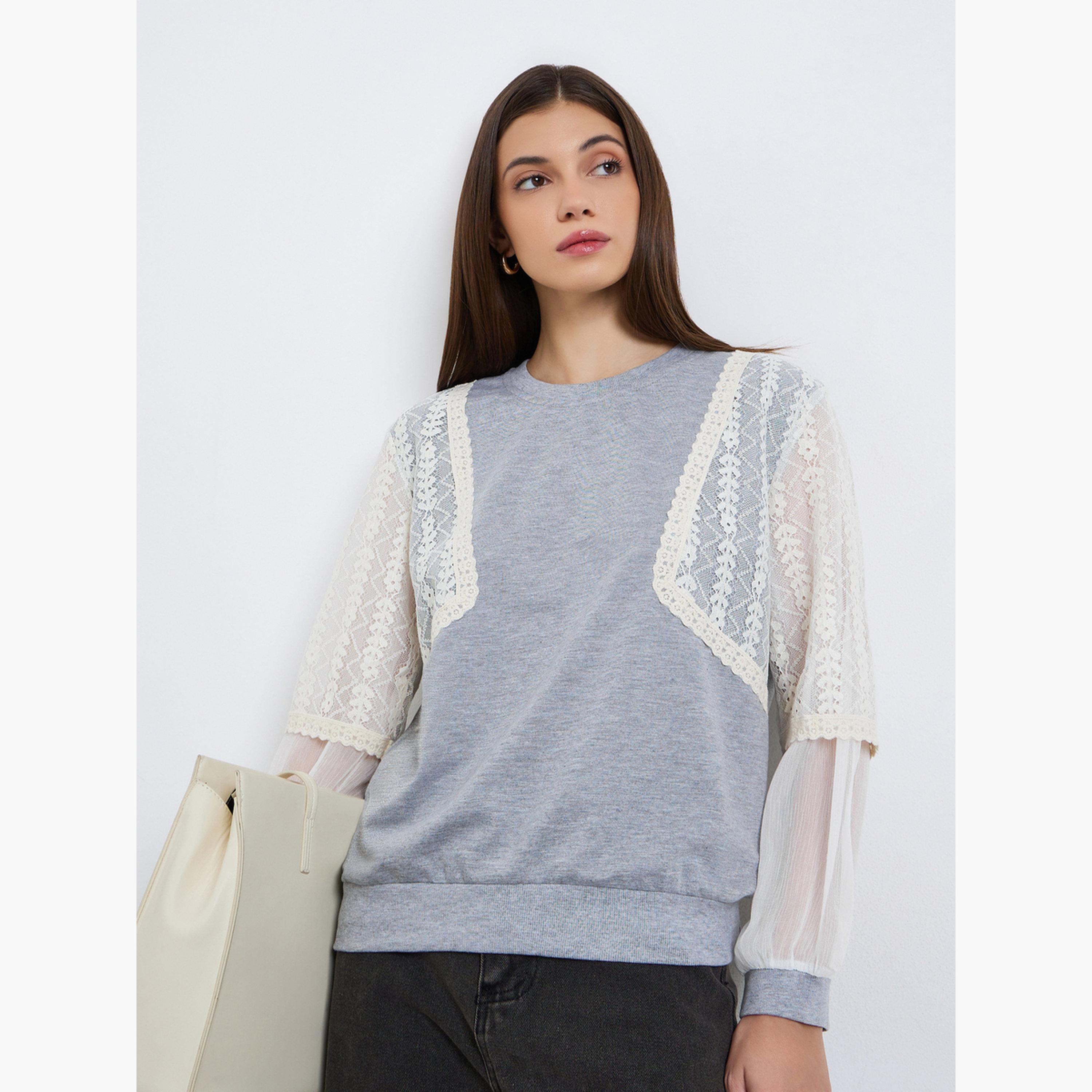 بلوزة بأكمام طويلة وألواح دانتيل-women-clothing-shirtsandblouses-blouses-image-1