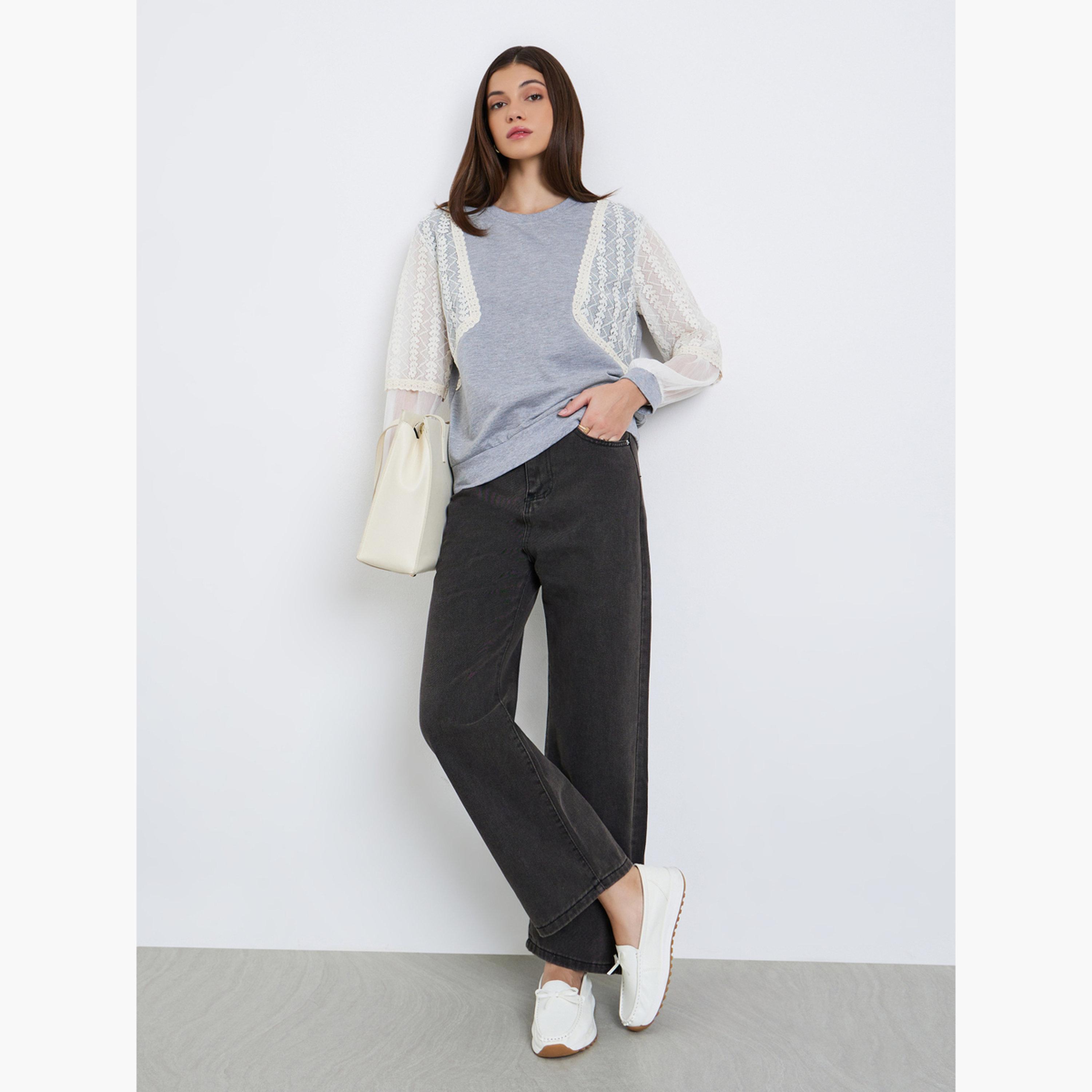 بلوزة بأكمام طويلة وألواح دانتيل-women-clothing-shirtsandblouses-blouses-image-2