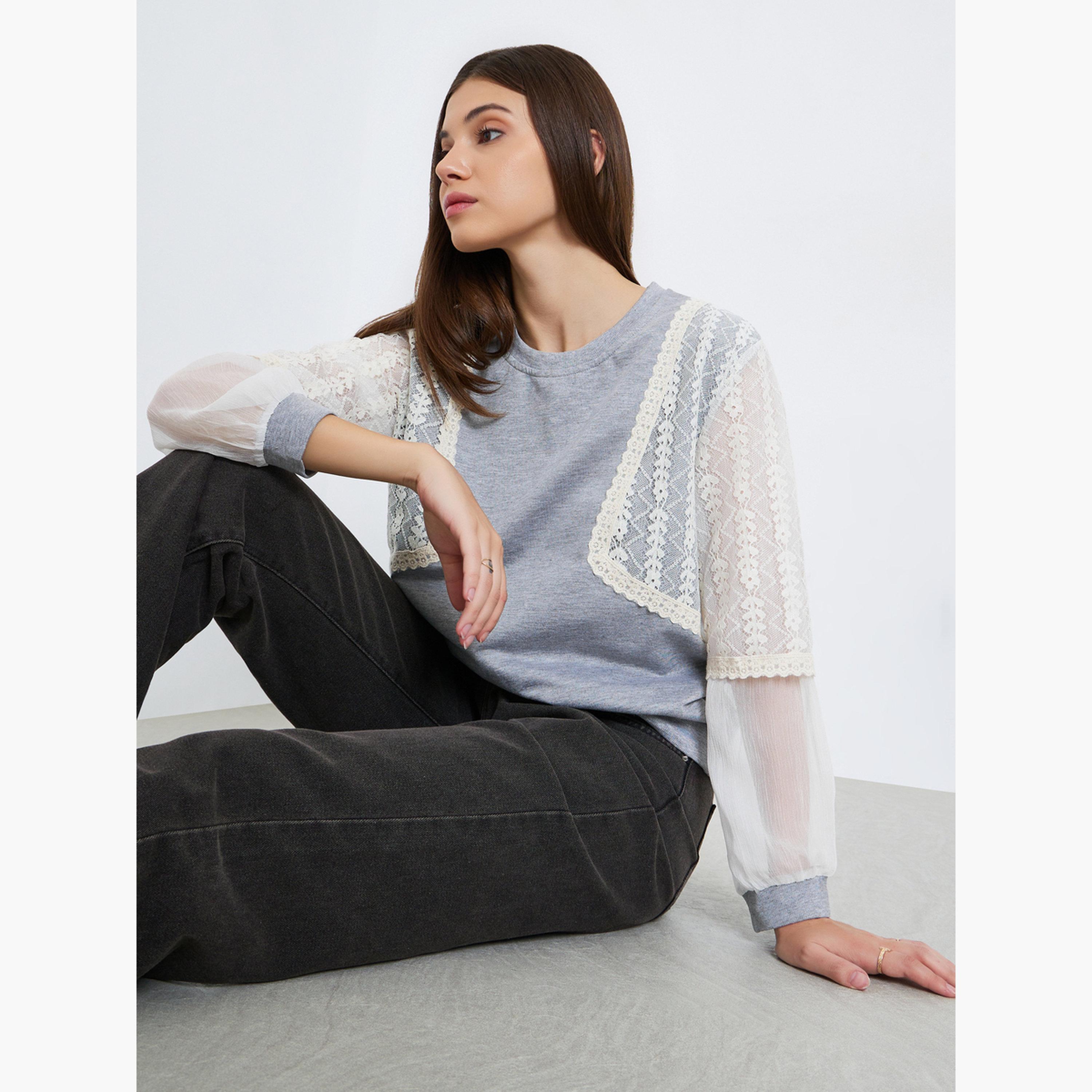 بلوزة بأكمام طويلة وألواح دانتيل-women-clothing-shirtsandblouses-blouses-image-3