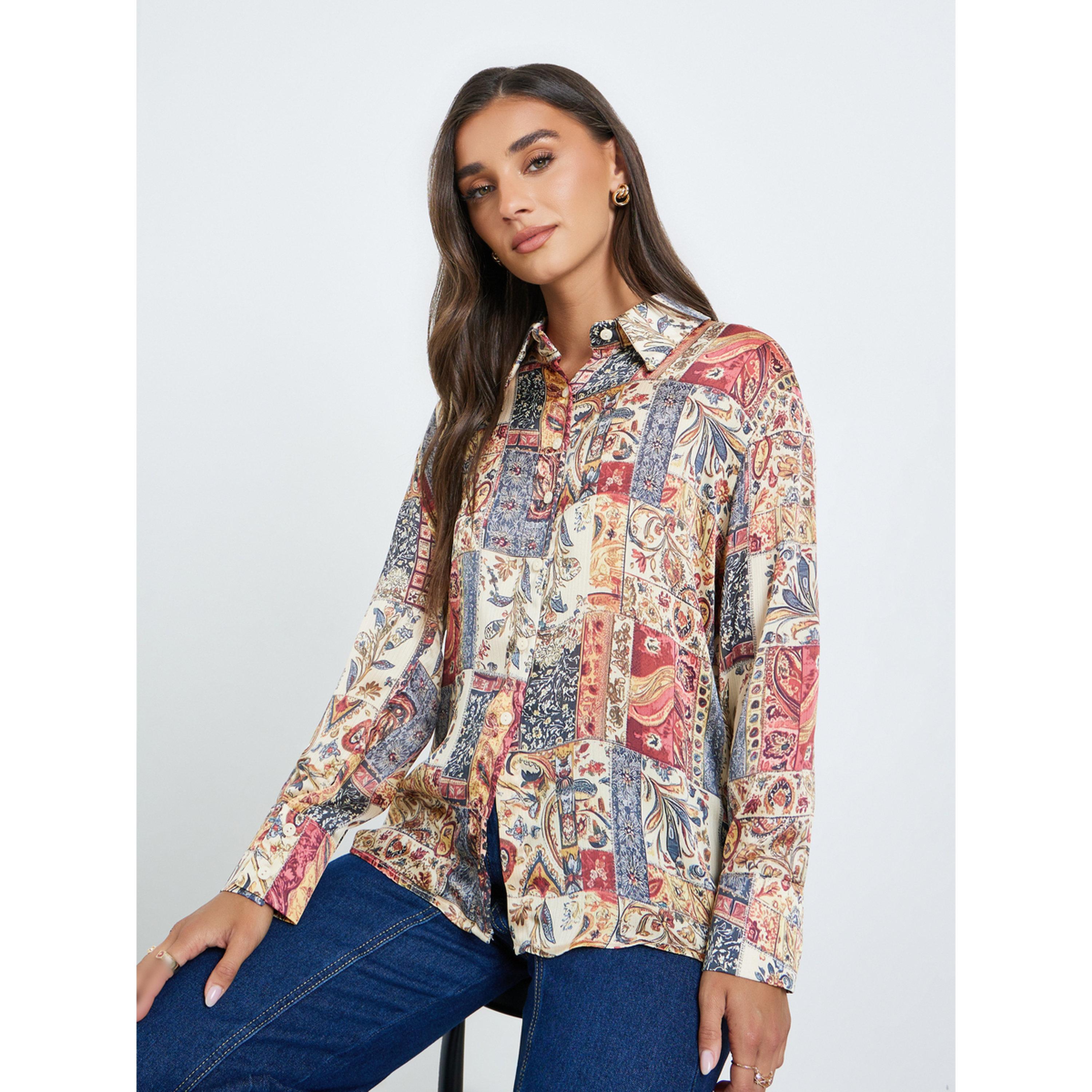 Styli Women Satin Printed Button Down Blouse-women-clothing-shirtsandblouses-shirts-image-3