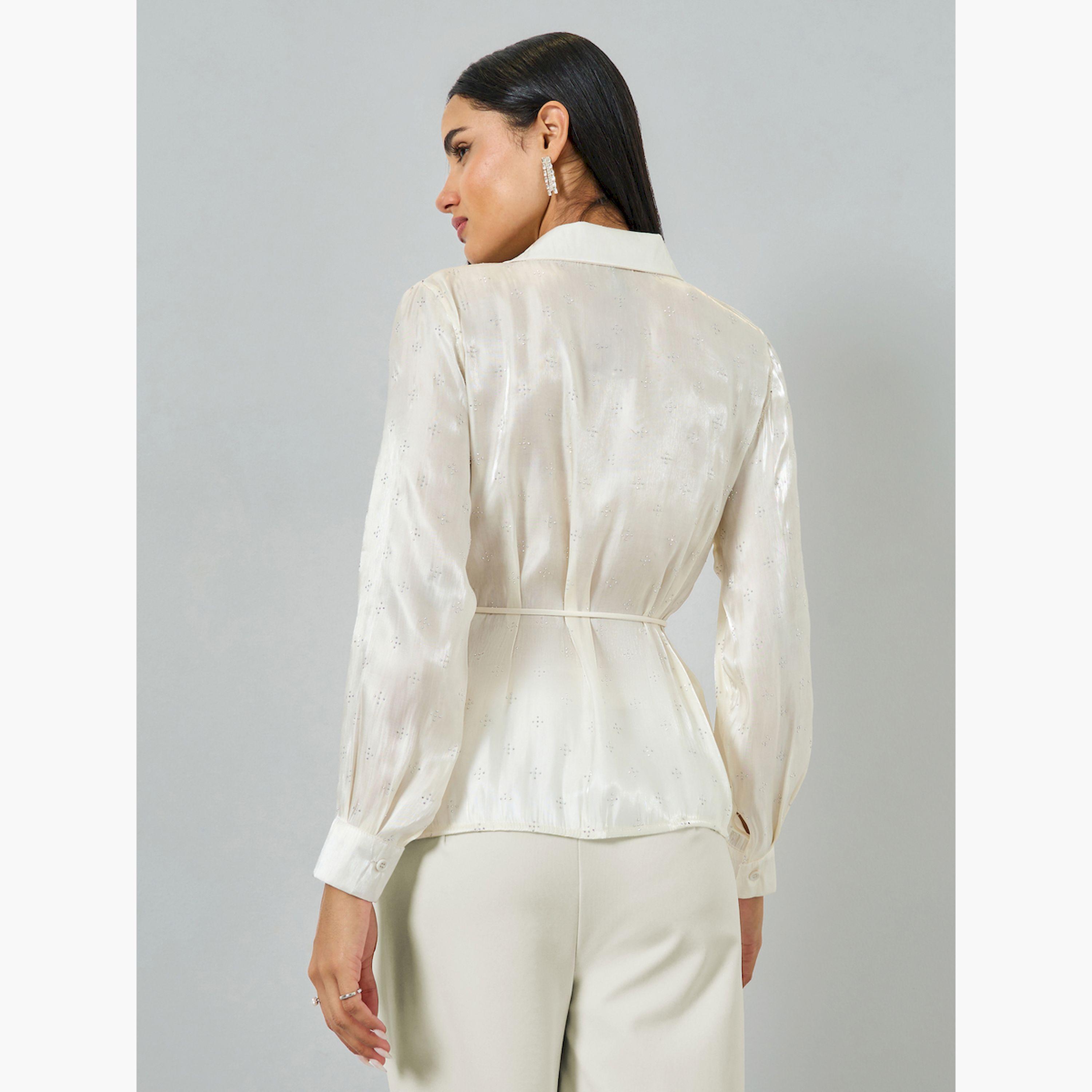 قميص سكري مزين برباط خصر-women-clothing-shirtsandblouses-blouses-image-4