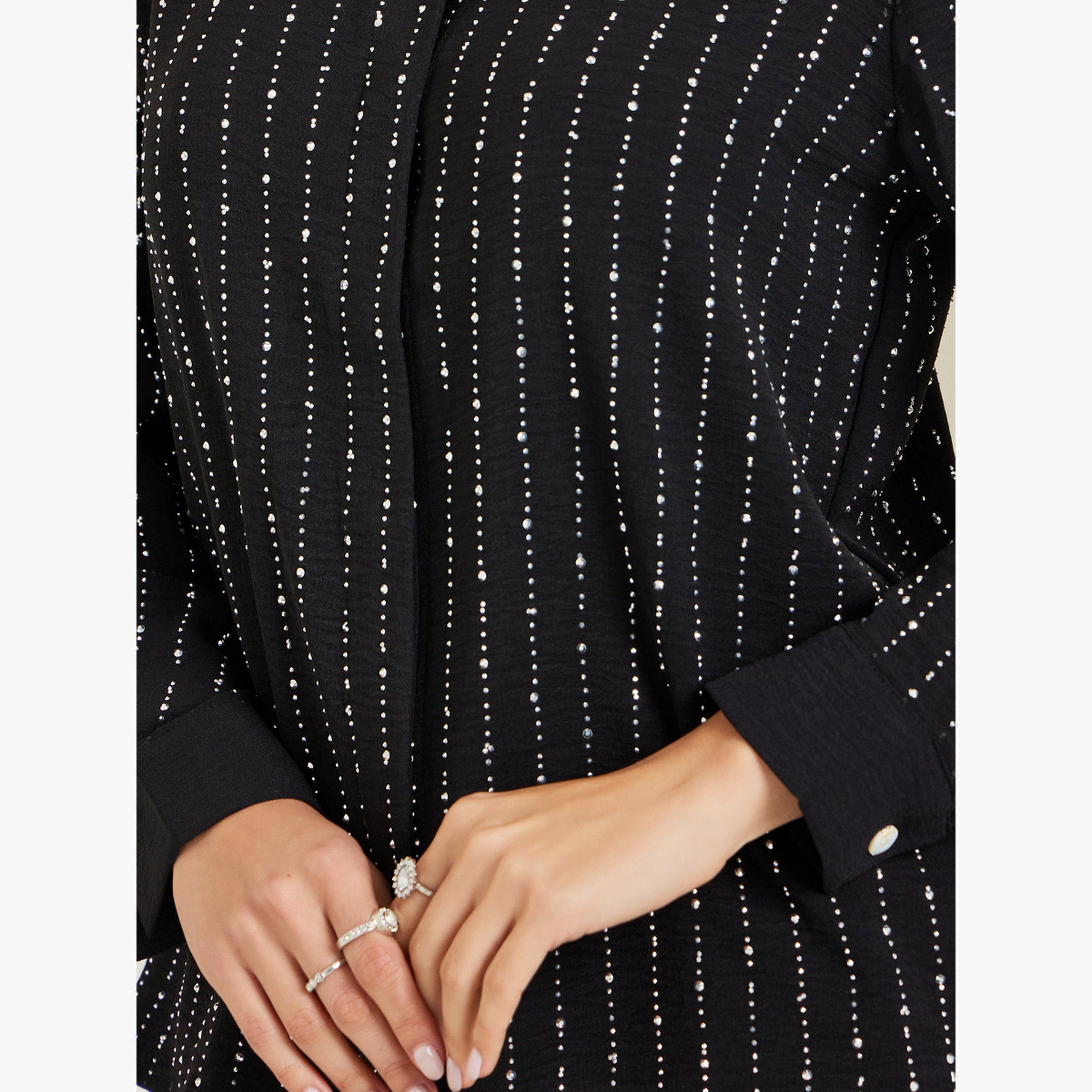 Styli Black Embellished Long Sleeve Shirt-women-clothing-shirtsandblouses-shirts-image-4