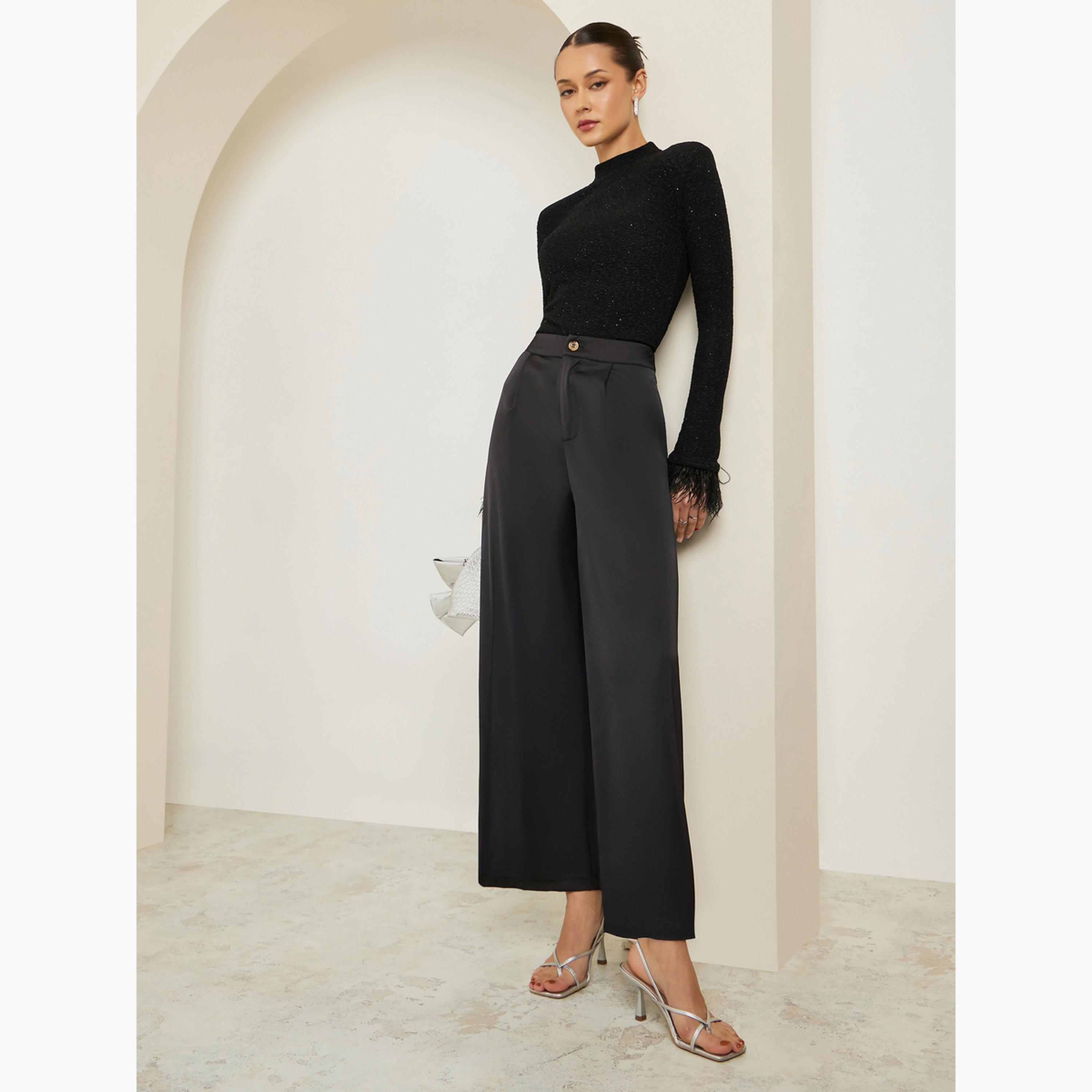 Styli Women Black Wide Leg Pants-women-clothing-bottoms-trousers-image-2