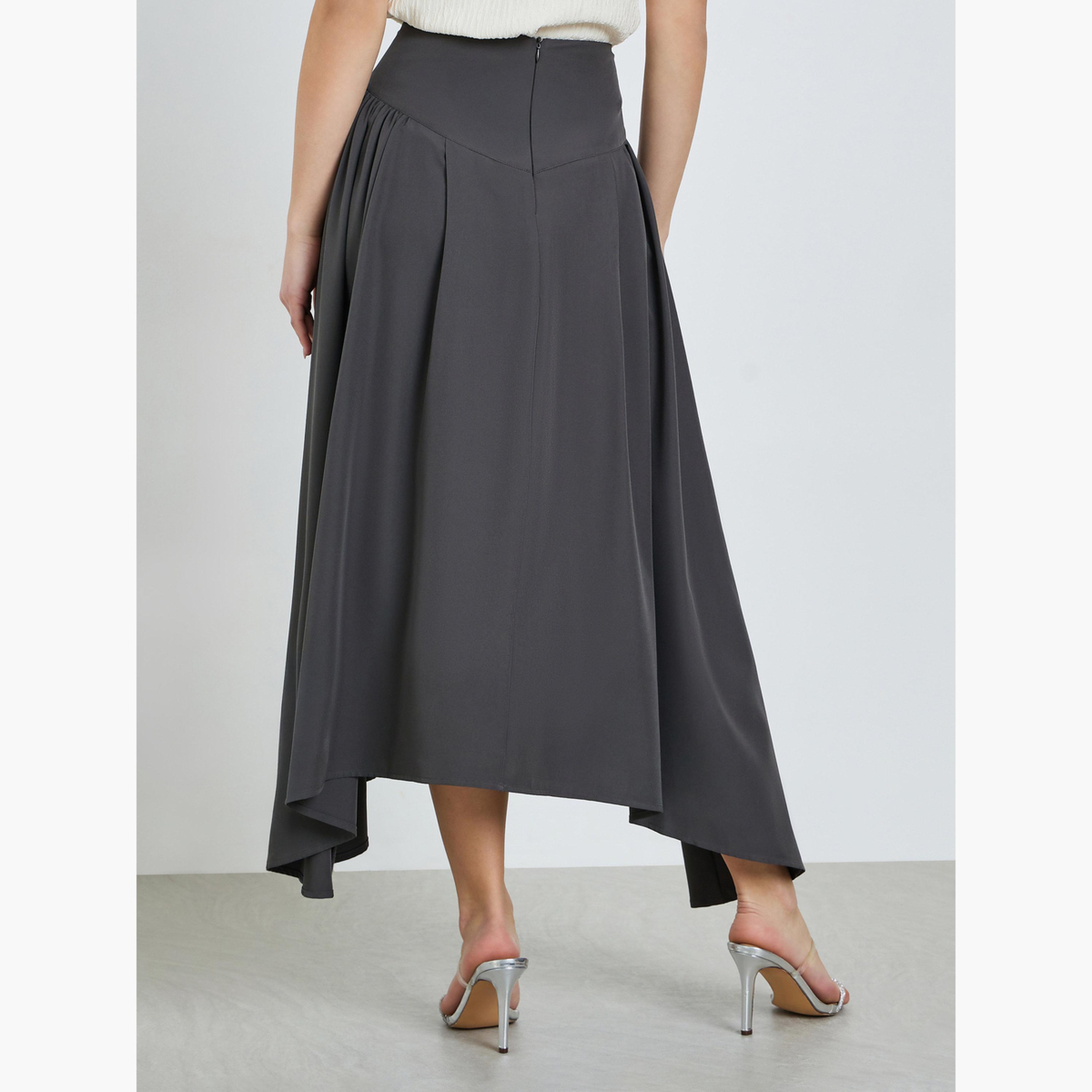 Styli Grey Asymmetric Hem Maxi Skirt-women-clothing-bottoms-skirts-image-3