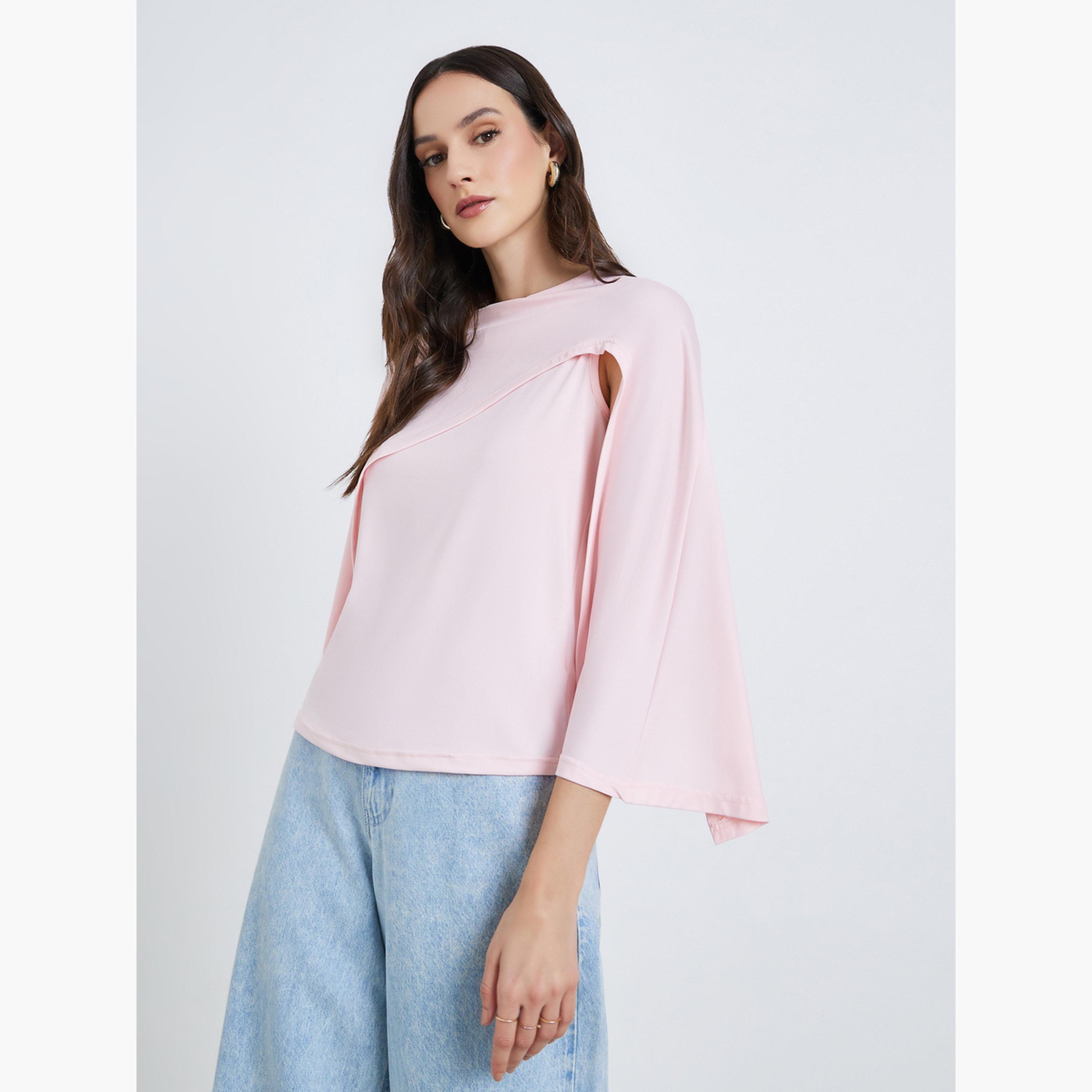 بلوزة بتفاصيل محبوكة مع تفاصيل شال-women-clothing-shirtsandblouses-blouses-image-3