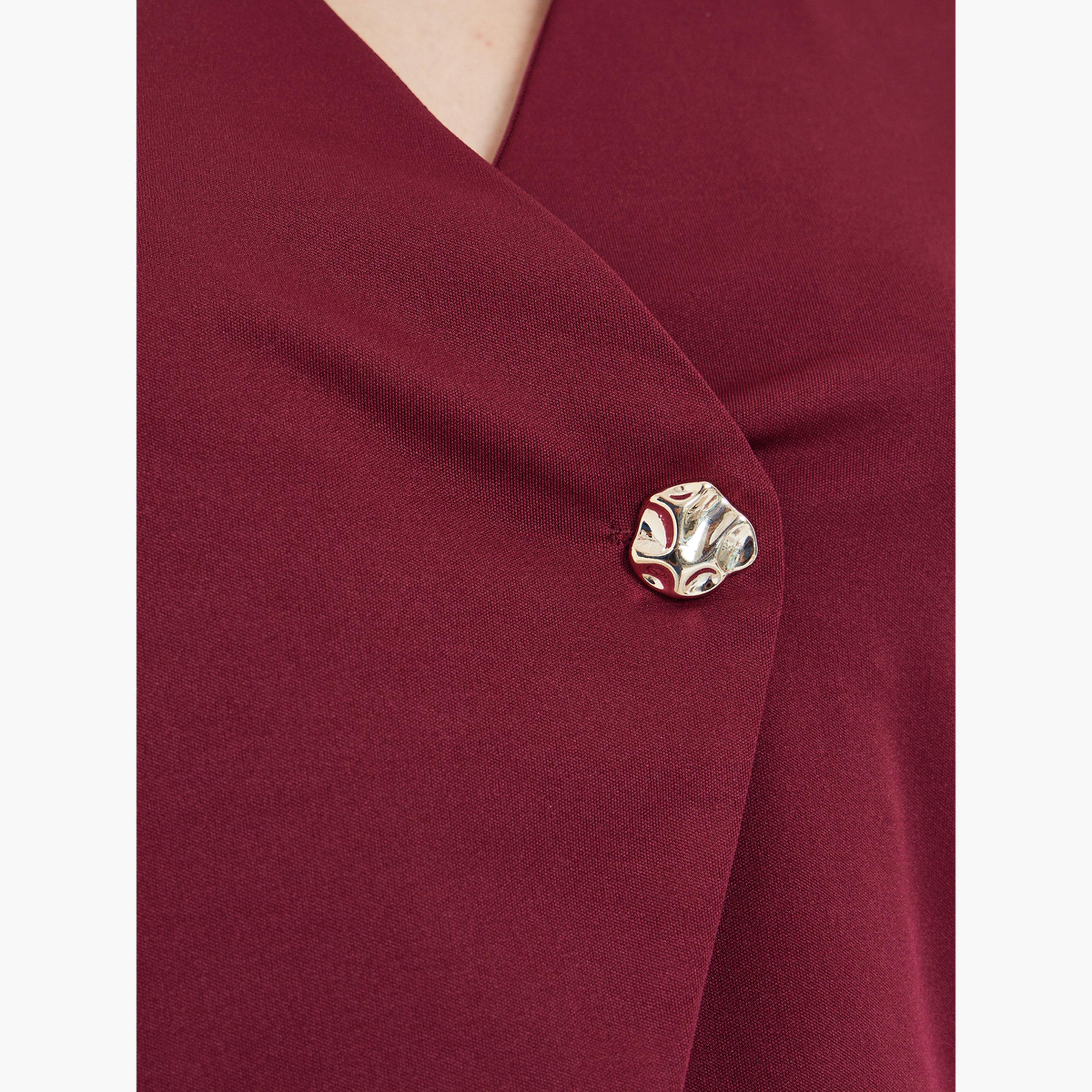 Styli Women Red Long Sleeve Wrap Top-women-clothing-shirtsandblouses-blouses-image-3