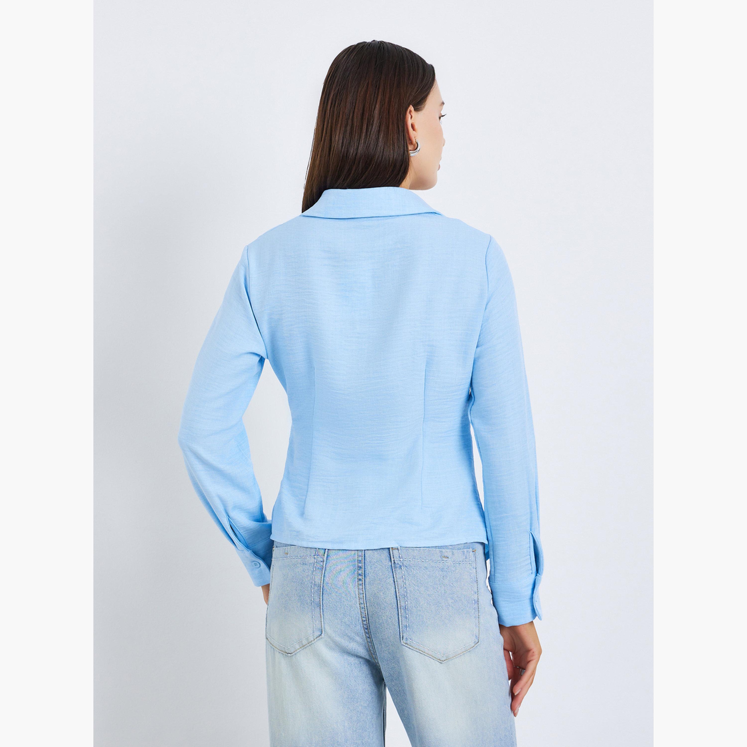 بلوزة بأكمام طويلة بنمط لف-women-clothing-shirtsandblouses-blouses-image-4