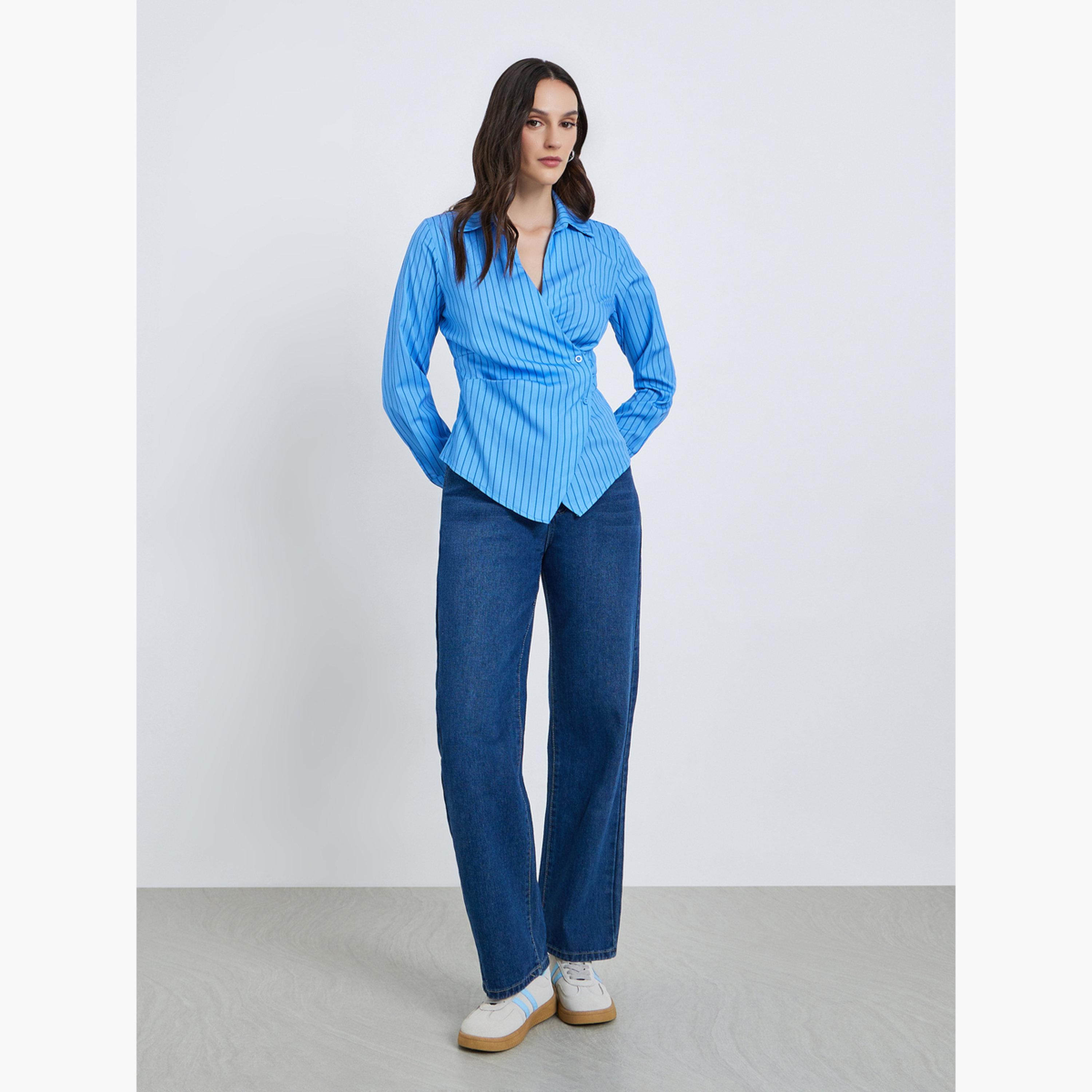 بلوزة بأكمام طويلة بنمط لف-women-clothing-shirtsandblouses-blouses-image-2