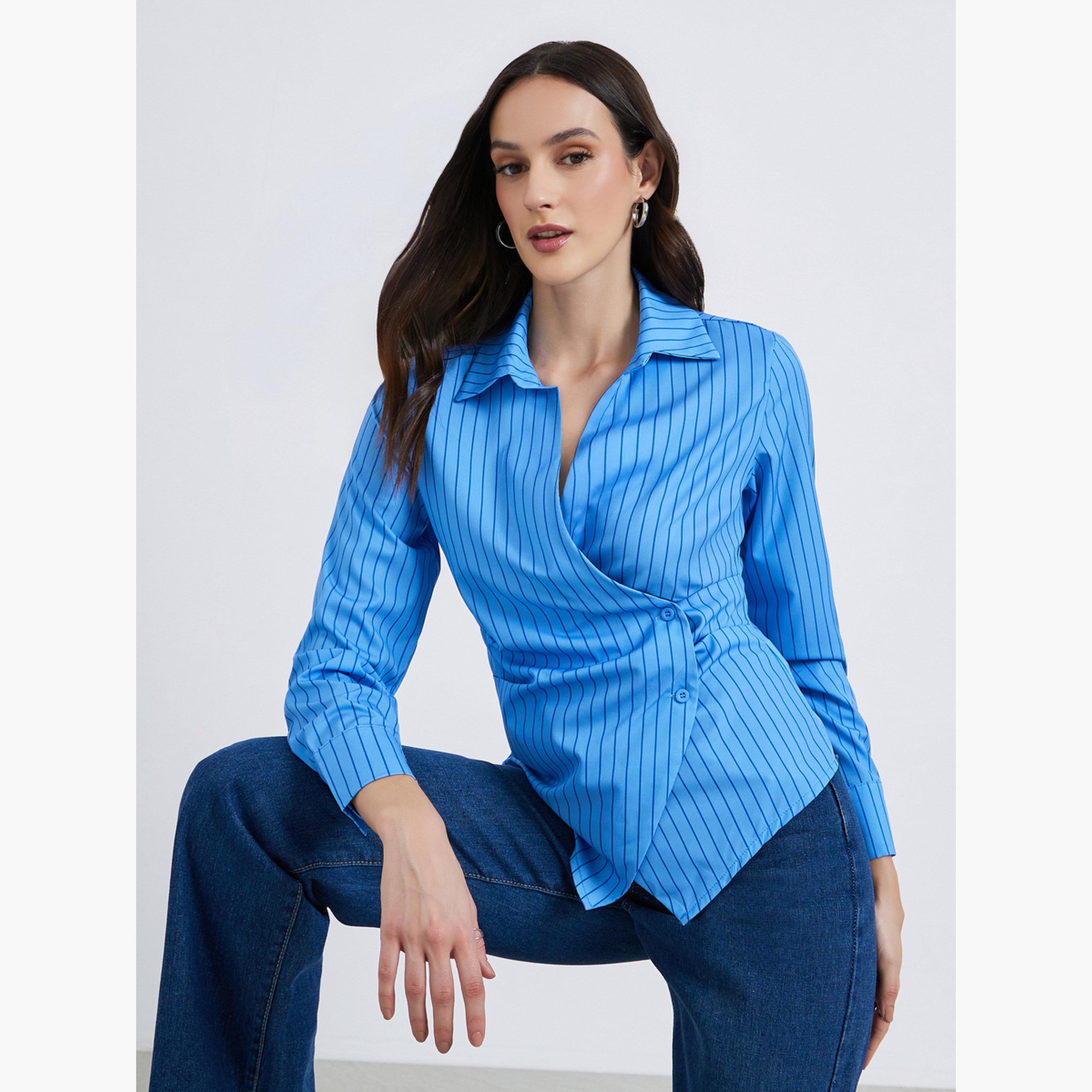 بلوزة بأكمام طويلة بنمط لف-women-clothing-shirtsandblouses-blouses-image-3