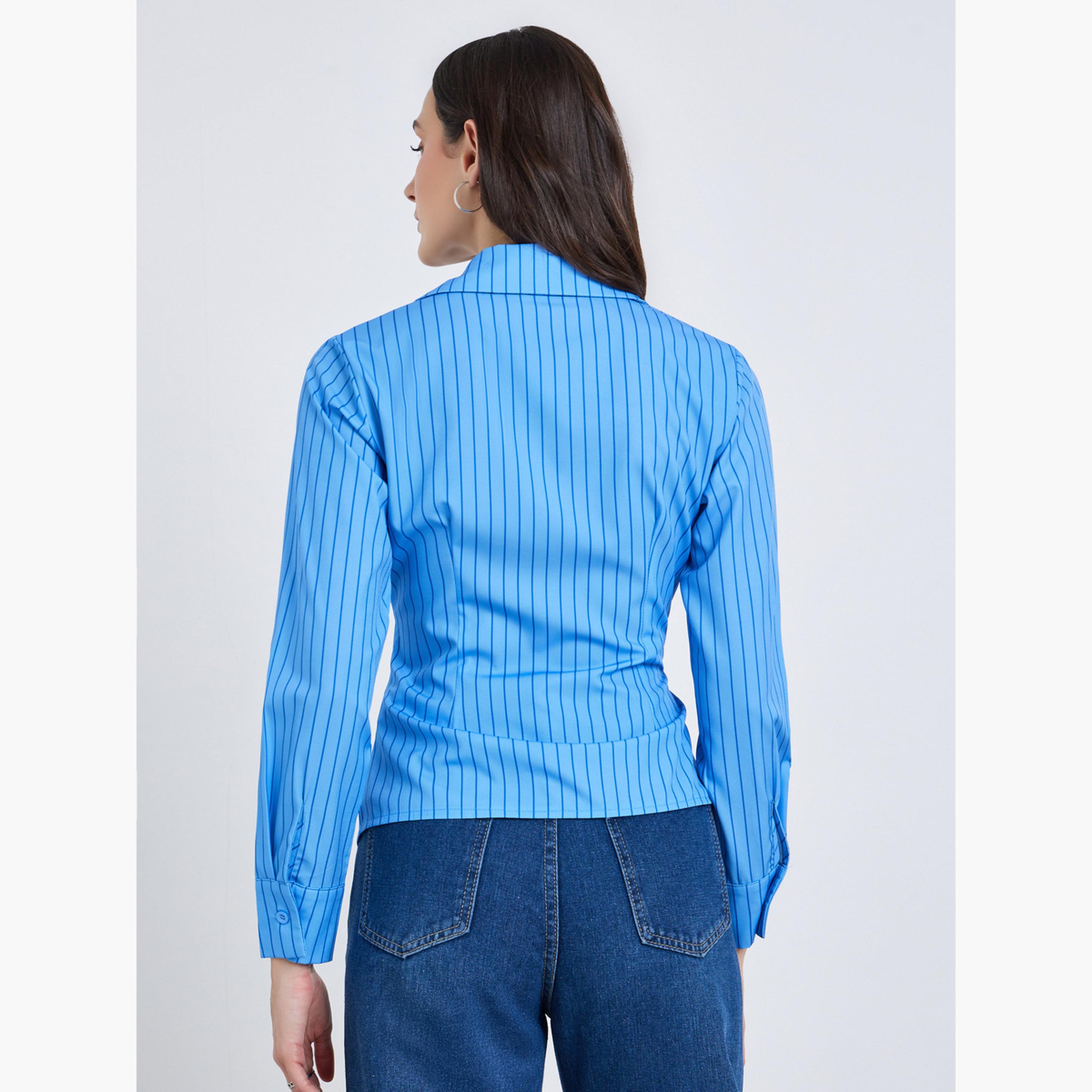 بلوزة بأكمام طويلة بنمط لف-women-clothing-shirtsandblouses-blouses-image-5