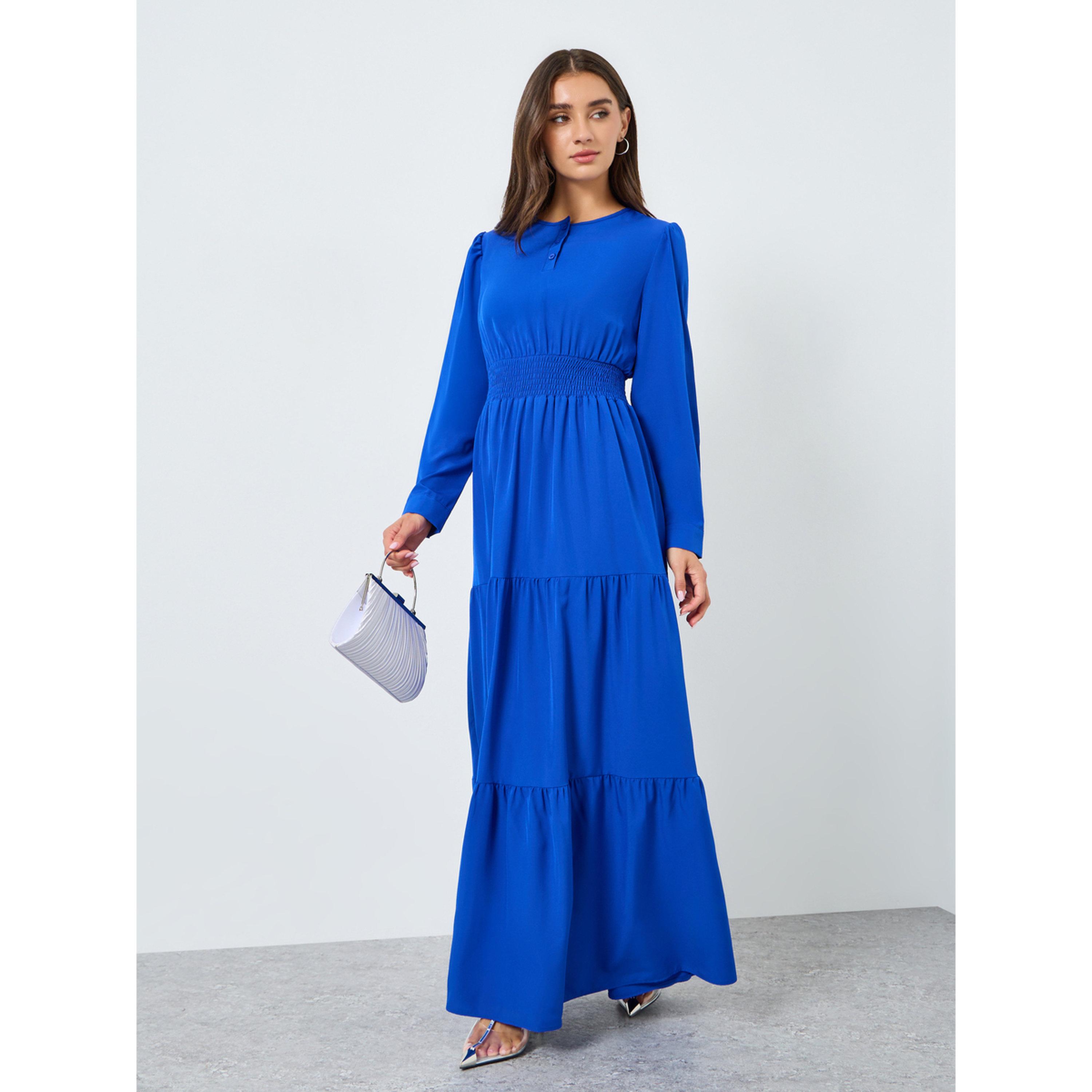 فستان ميدي بحافة واسعة وأكمام طويلة-women-clothing-dresses-image-1