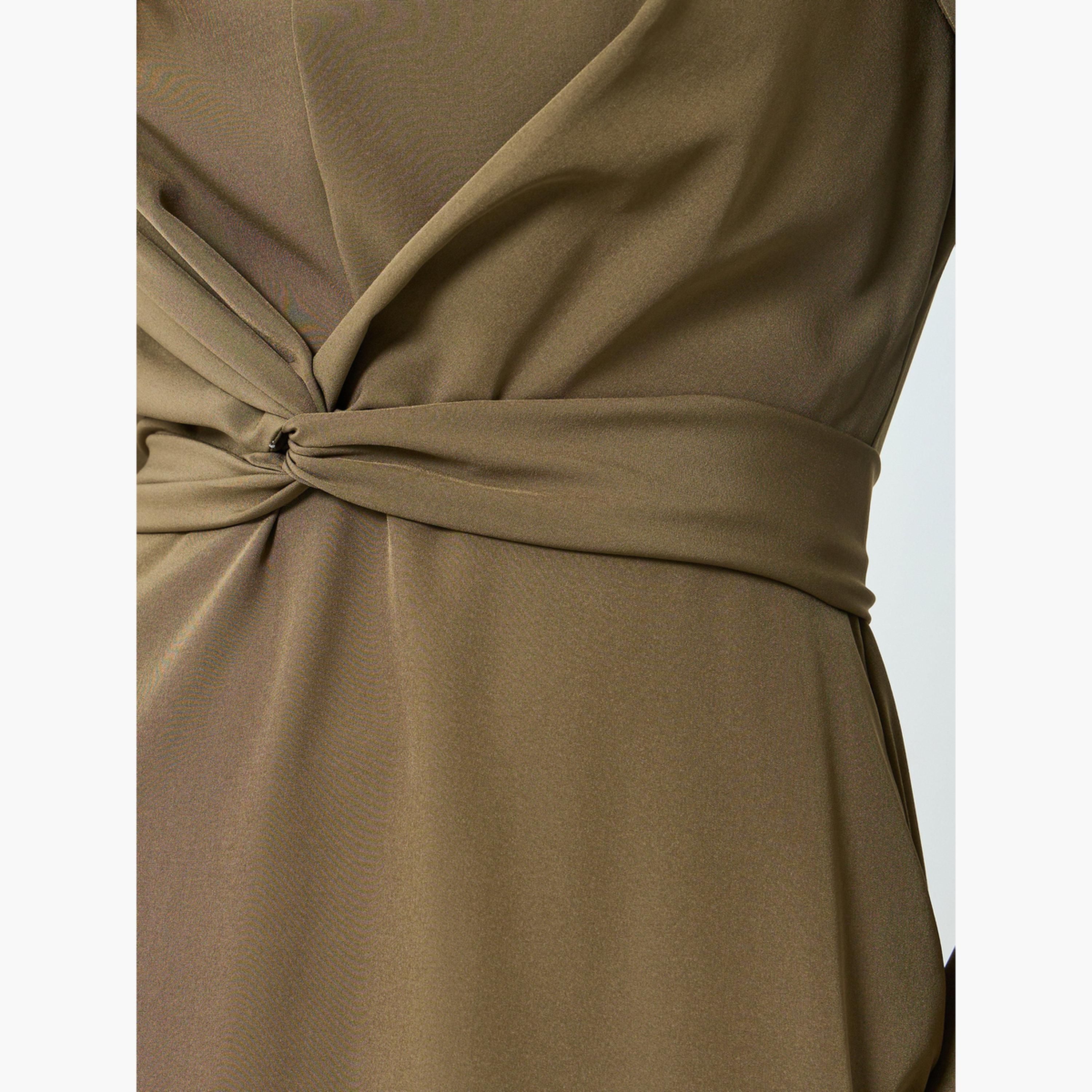 فستان ميدي بحافة واسعة وتفاصيل ملفوفة من الأمام-women-clothing-dresses-image-5