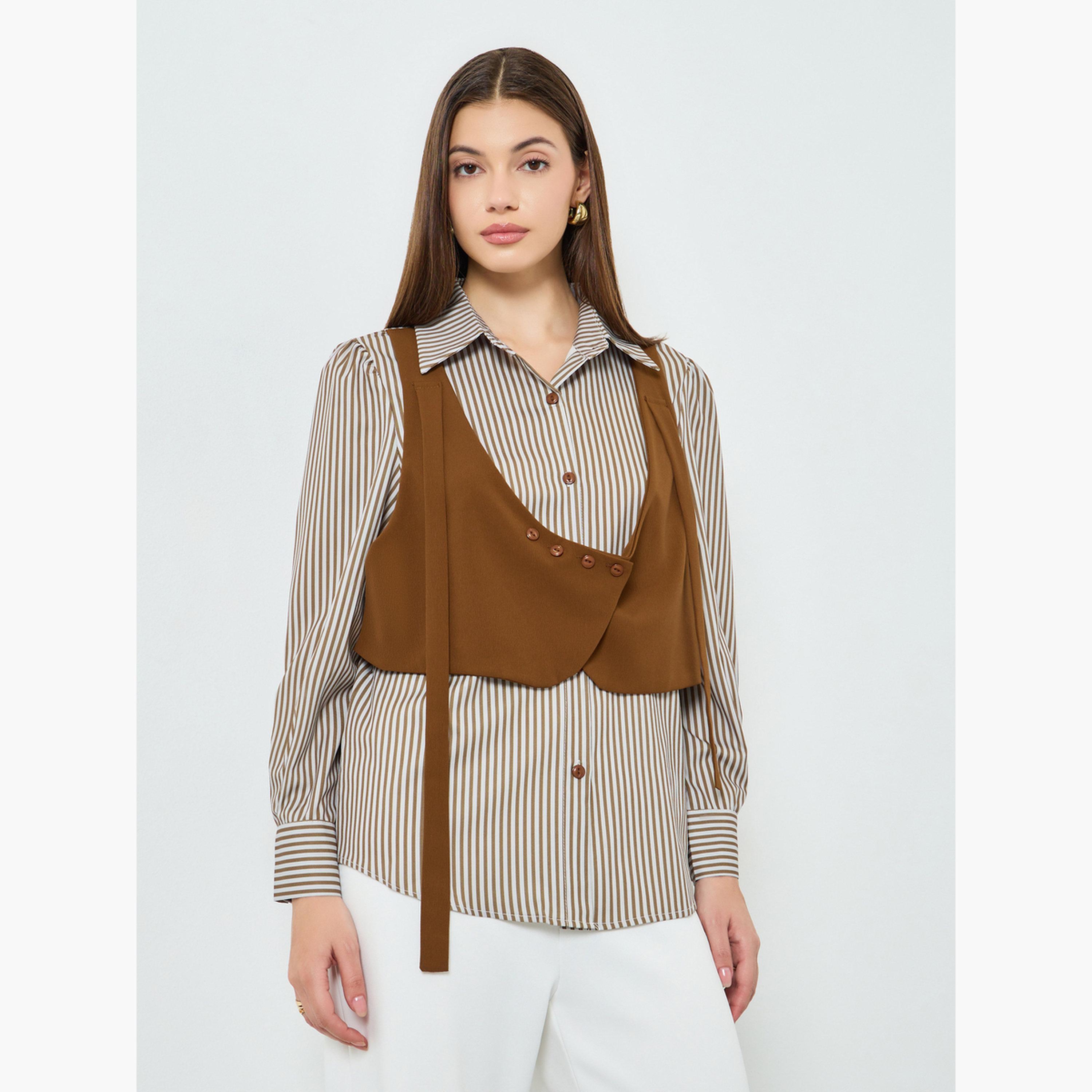 بلوزة مخططة بأكمام طويلة-women-clothing-shirtsandblouses-shirts-image-1