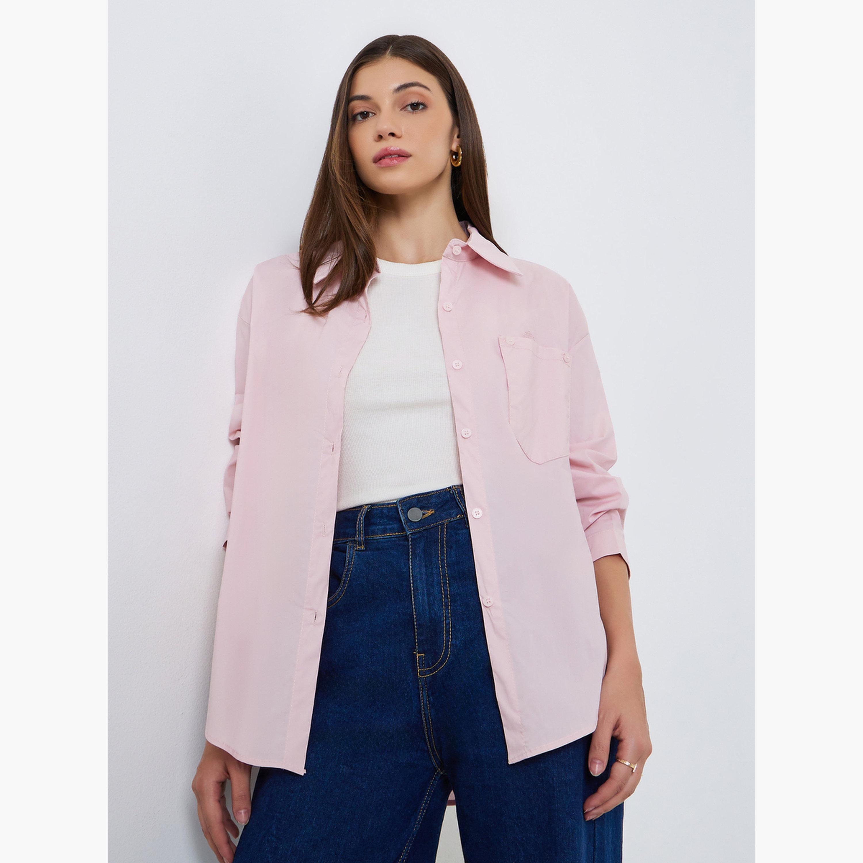 Styli Women Pink Oversized Shirt-women-clothing-shirtsandblouses-shirts-image-1