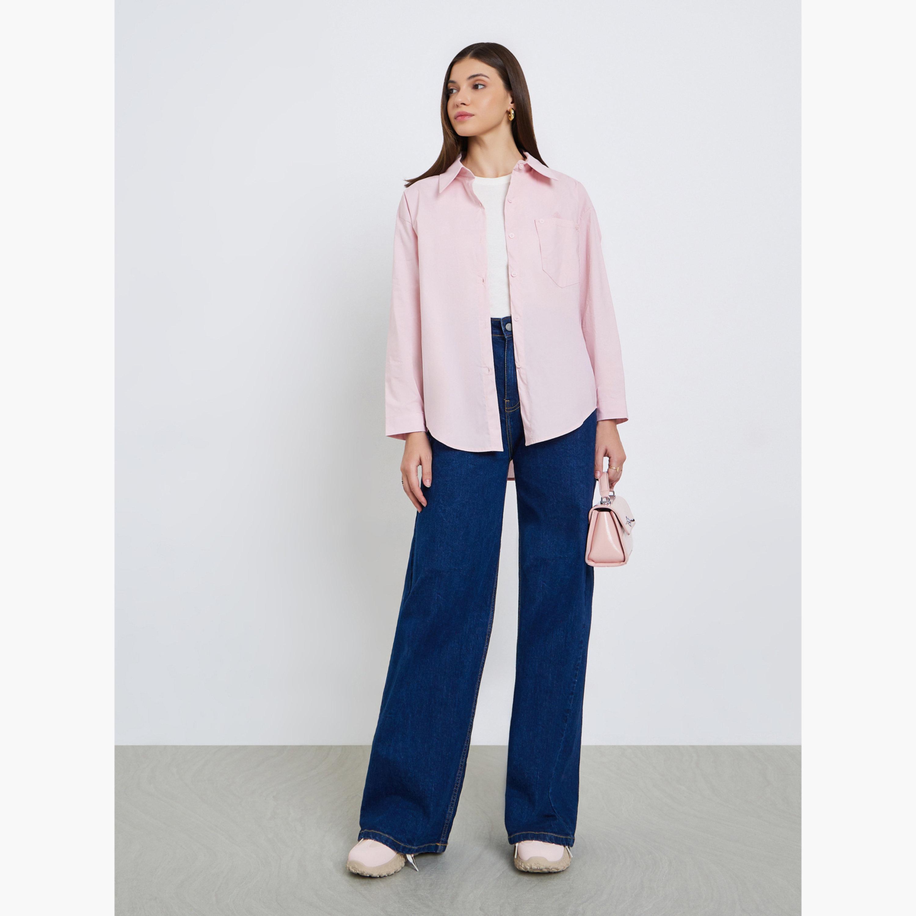 Styli Women Pink Oversized Shirt-women-clothing-shirtsandblouses-shirts-image-2