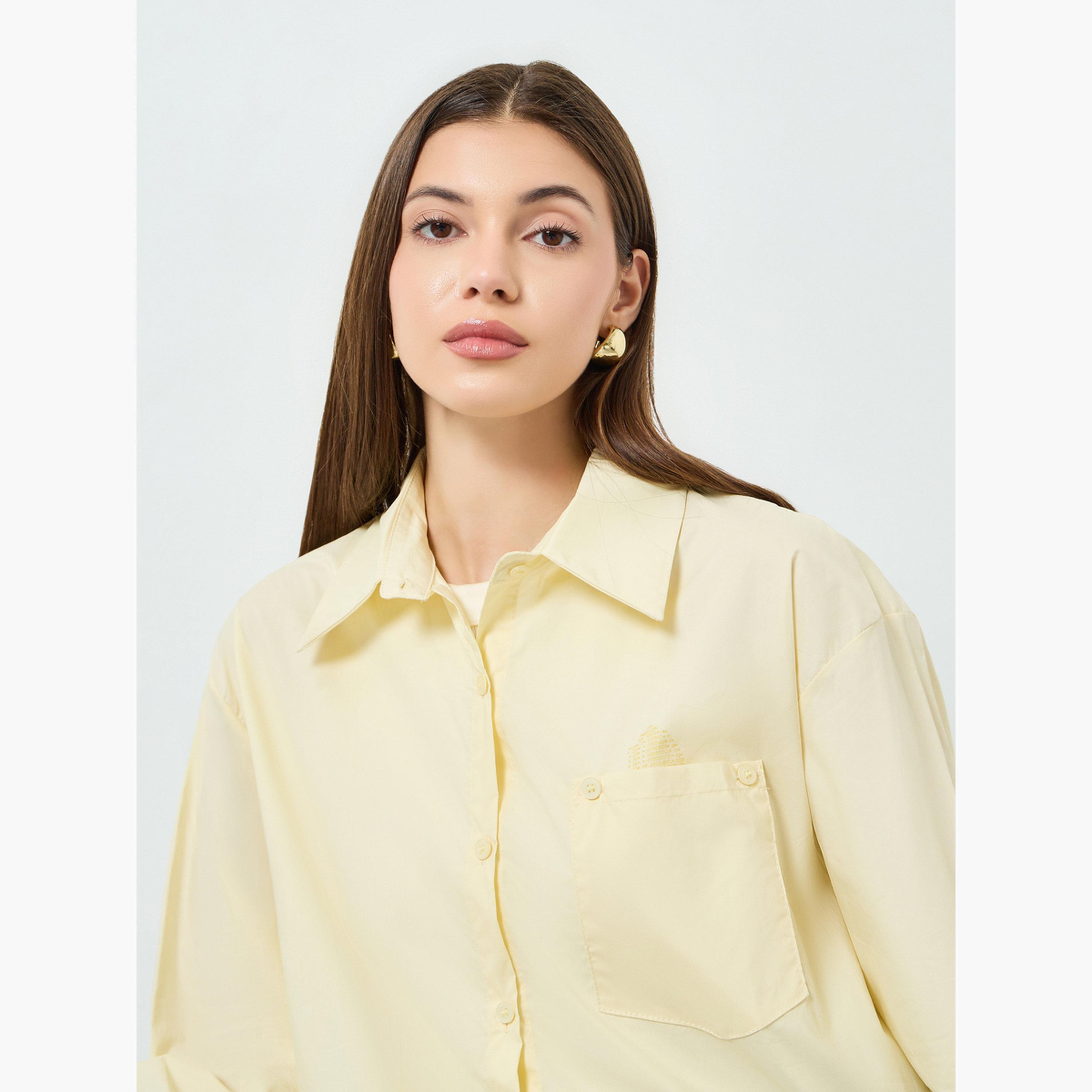 Styli Women Yellow Long Sleeve Oversized Shirt-women-clothing-shirtsandblouses-shirts-image-2