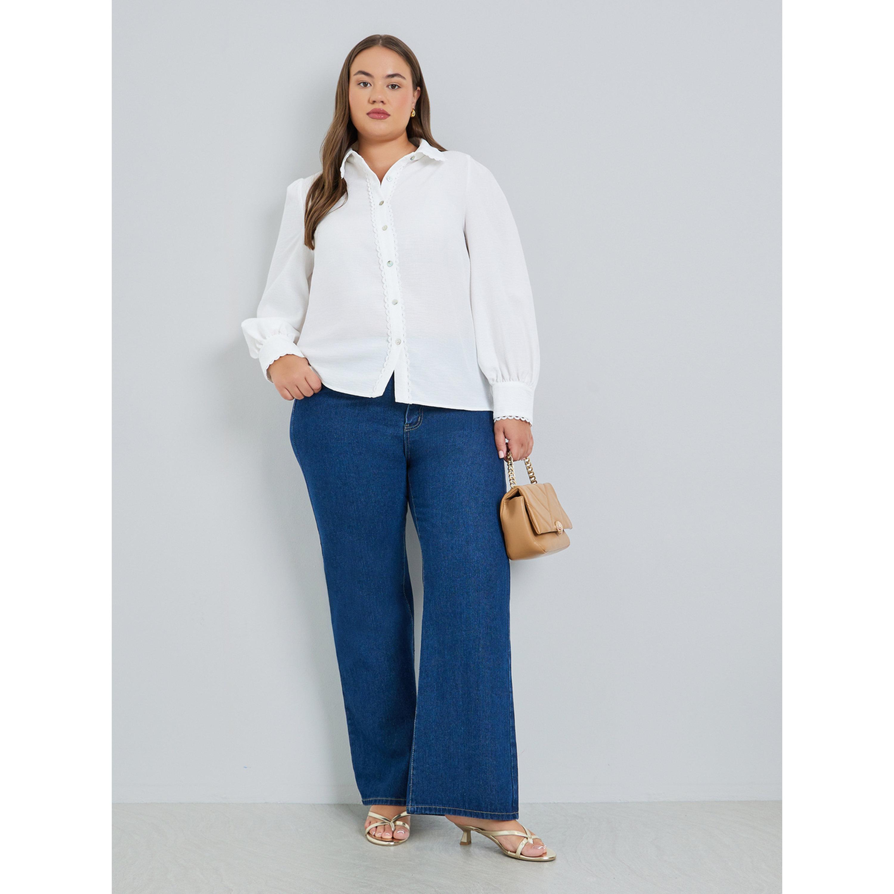 Styli Plus Size Women Off-White Lace Trim Shirt-women-clothing-shirtsandblouses-shirts-image-2