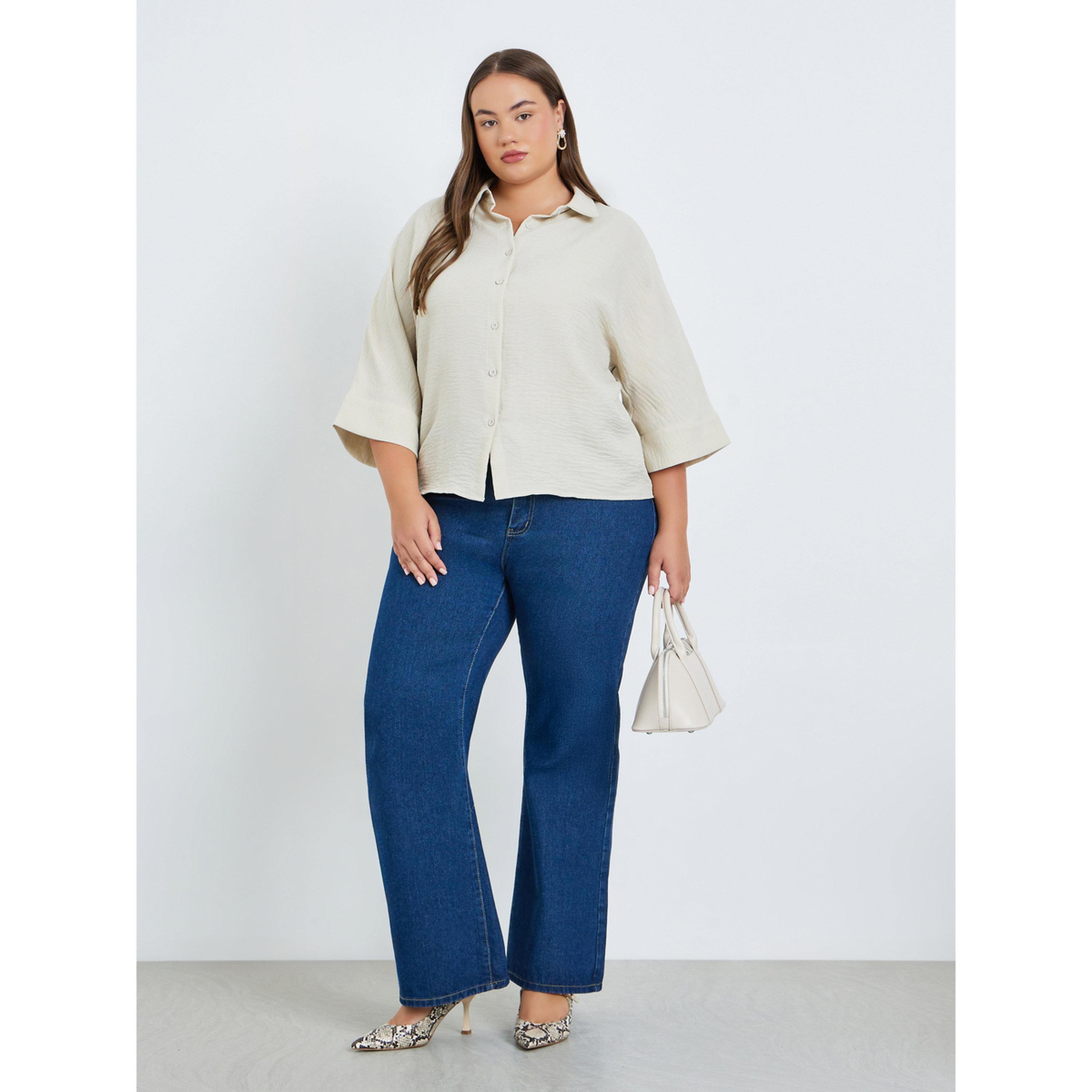 Styli Plus Size Women Off-White Collared Shirt-women-clothing-shirtsandblouses-shirts-image-2