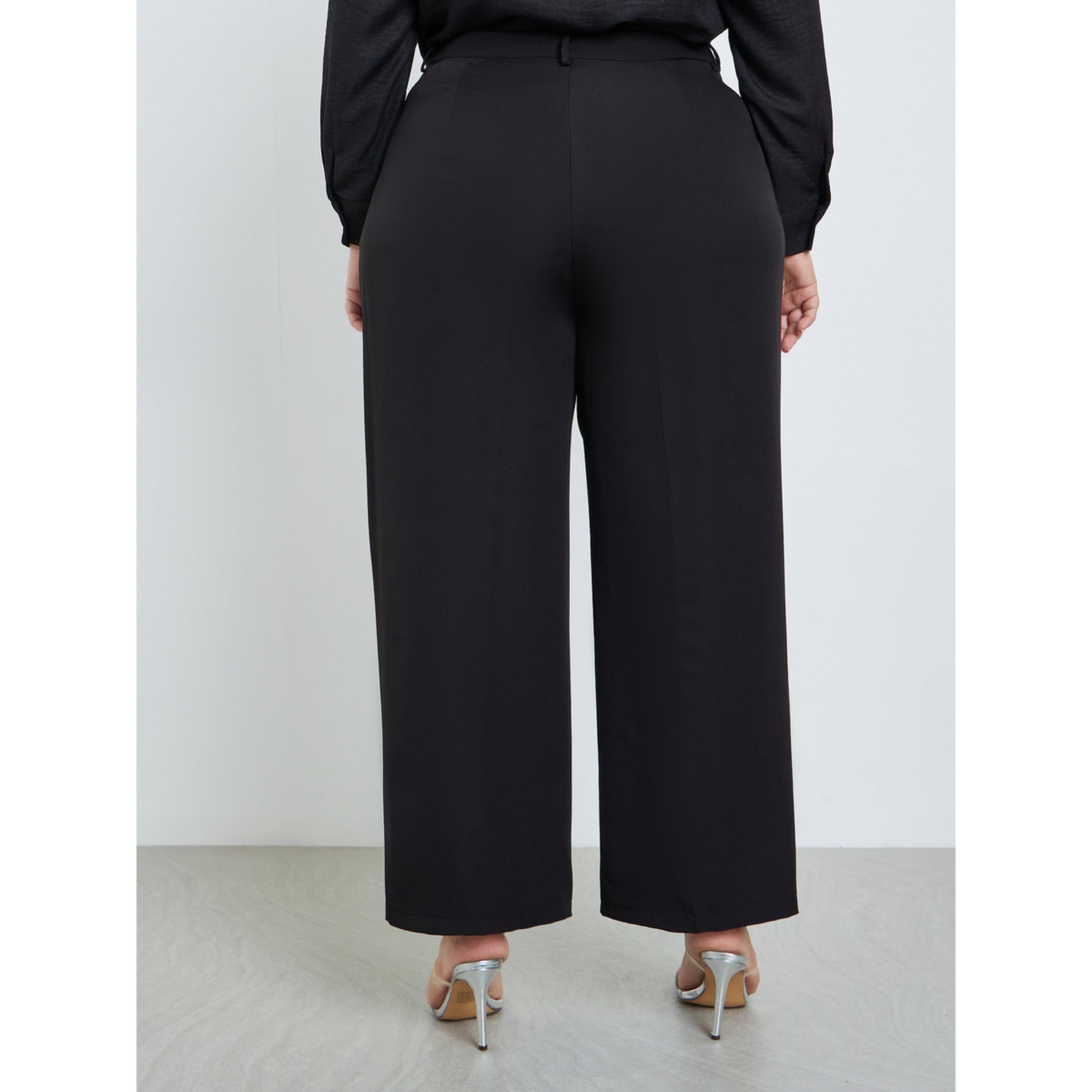 Styli Plus Size Women Black Wide Leg Trousers-women-clothing-bottoms-trousers-image-4