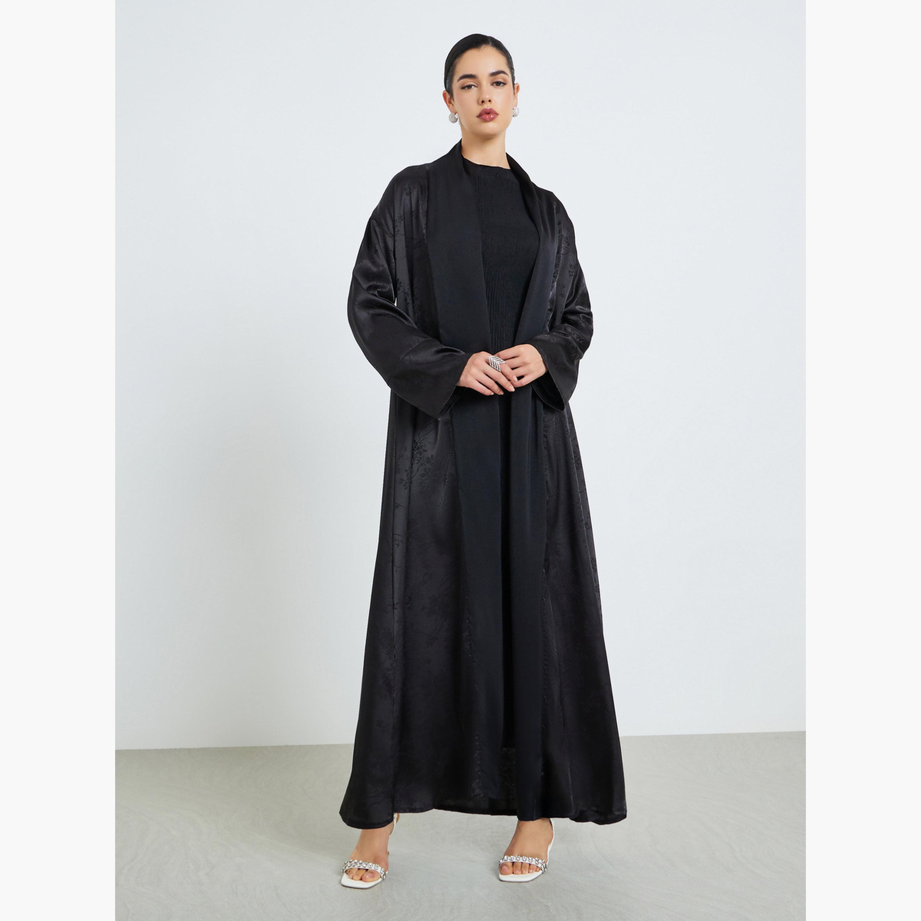 Styli Women Black A-Line Abaya with Scarf-women-arabicclothing-abayas-image-1