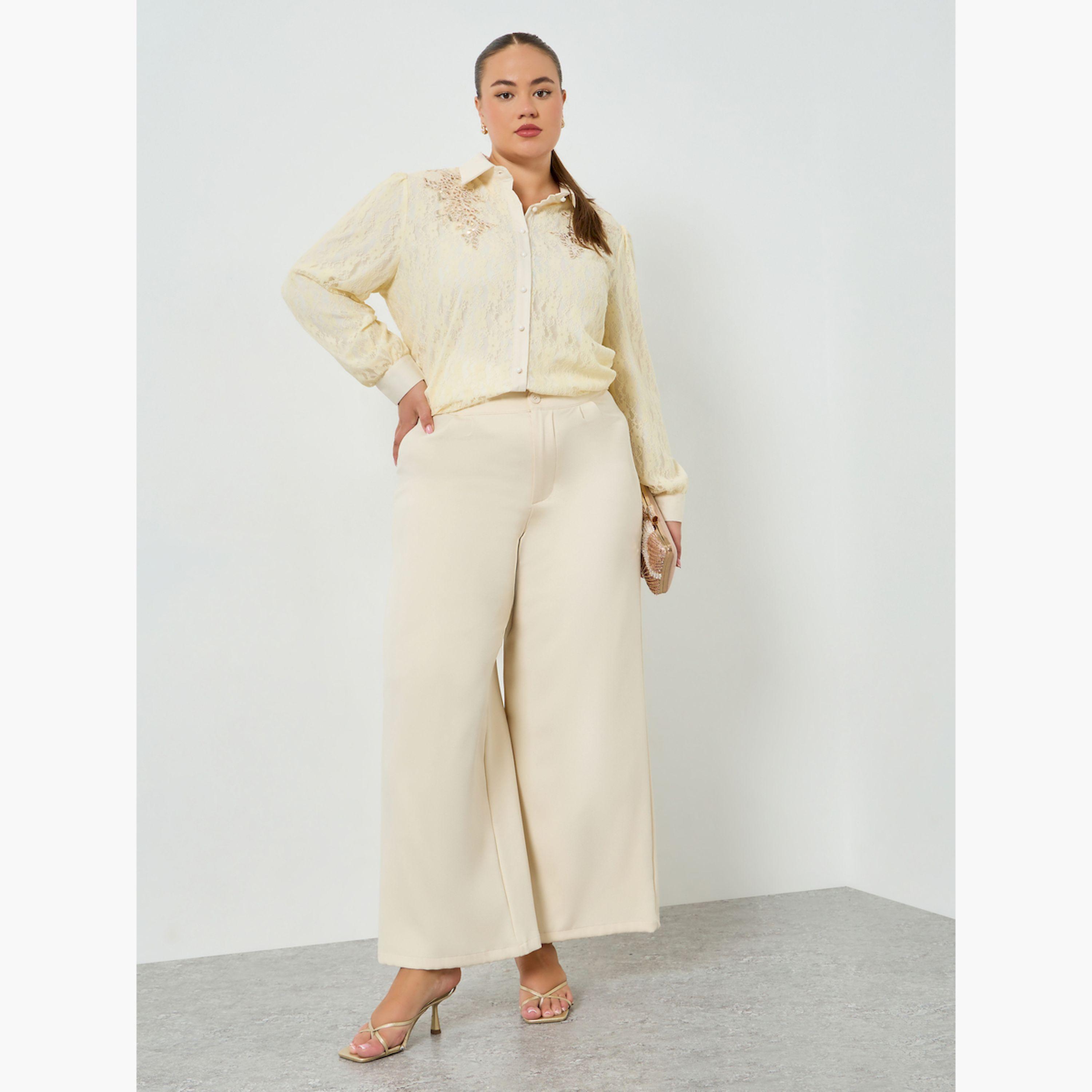 Styli Plus Size Lace Shirt with Buttons-women-clothing-shirtsandblouses-shirts-image-2