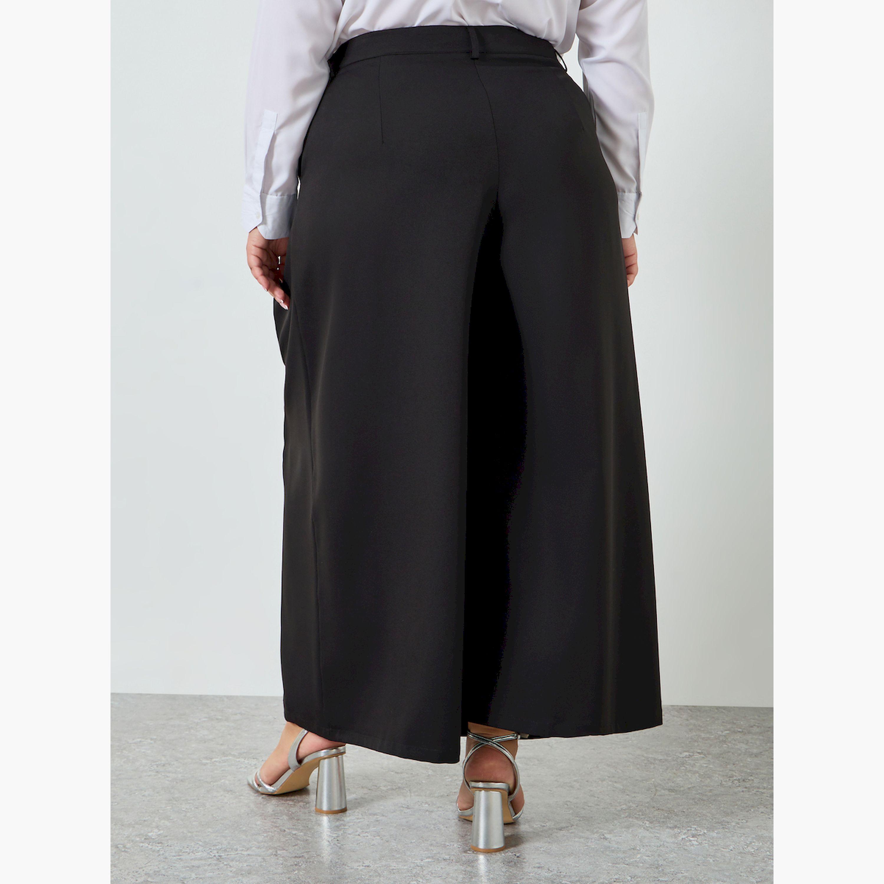 بنطال بأرجل واسعة وكسرات أمامية بمقاس كبير-women-clothing-bottoms-trousers-image-4